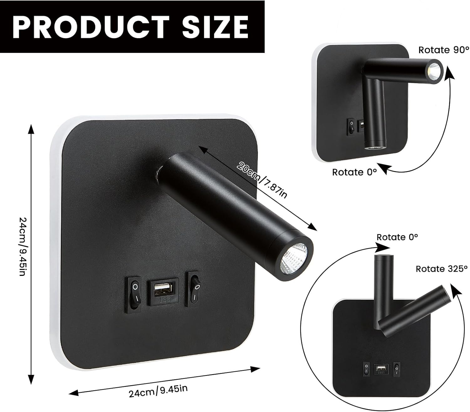 Lnopever 2 X Battery Wall Light Indoor with Motion Sensor, LED Rechargeable Wall Light Indoor with 2 Modes, Has a USB Charging Port, for Stairs, Hallway, Living Room, Bedroom, Garage, Black image number 6