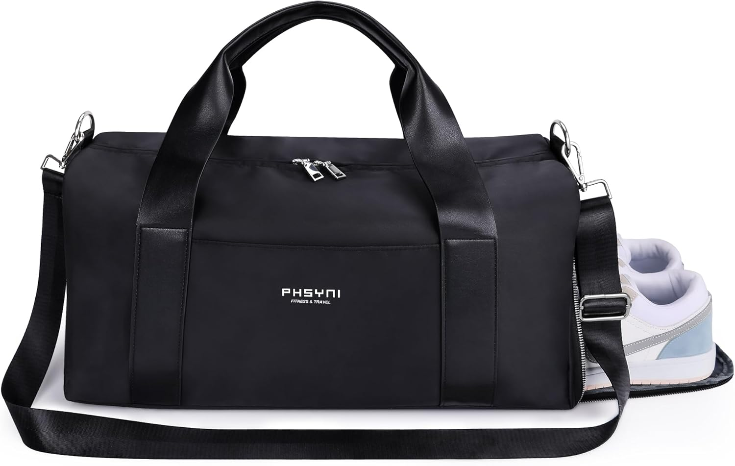 Gym Bag for Women,Pu Leather Handle,Dry Wet Separated with Shoe Compartment & Wet Pocket,Waterproof Duffle Bag for Travel Sports Fitness Workout Athletic (Purple, 19" Medium Size)