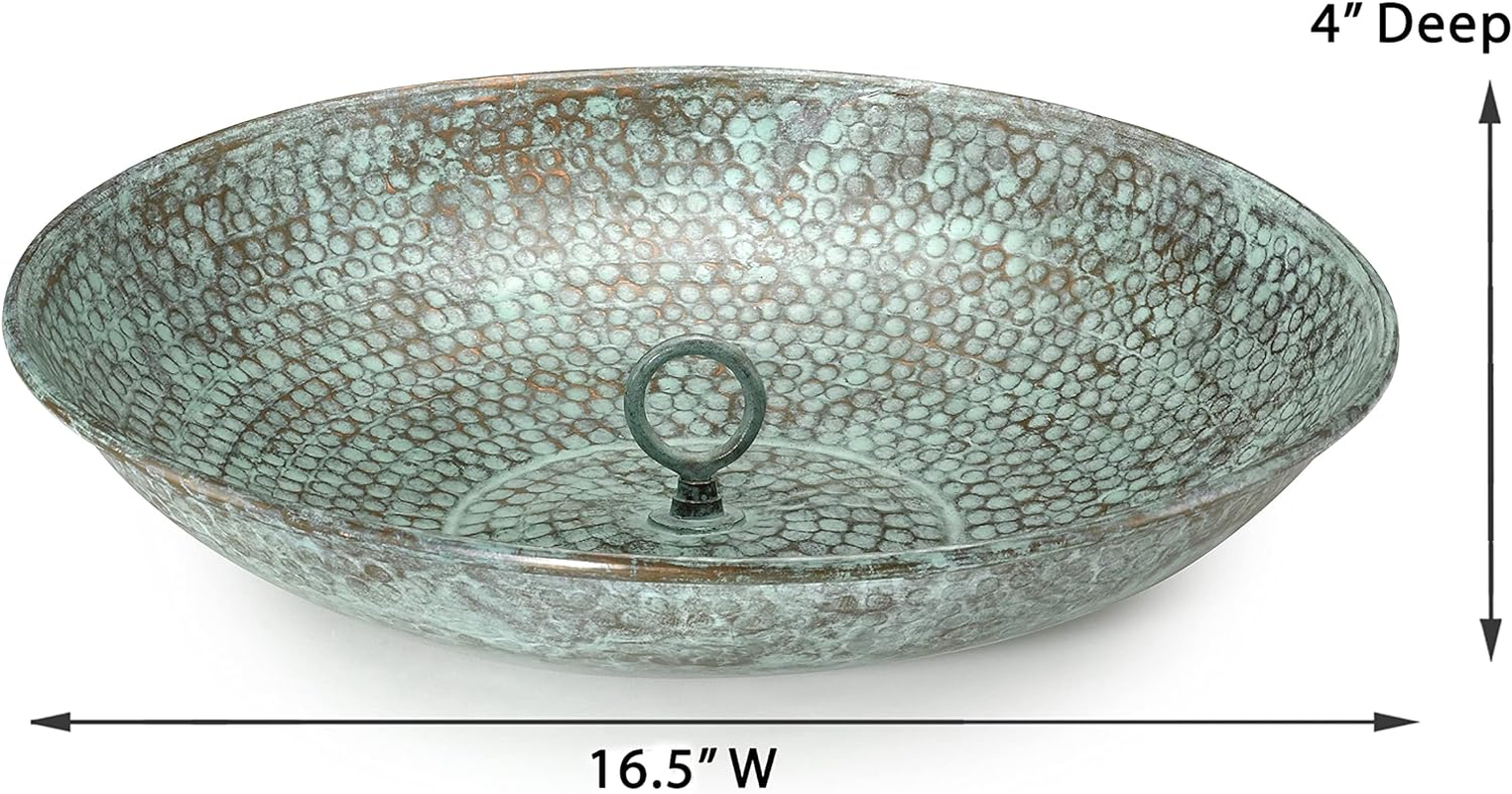 Good Directions 479V1 Rain Chain Basin, Large 16-1/2 Inch Diameter, 4 Inches High, 100% Blue Verde Pure Copper image number 2