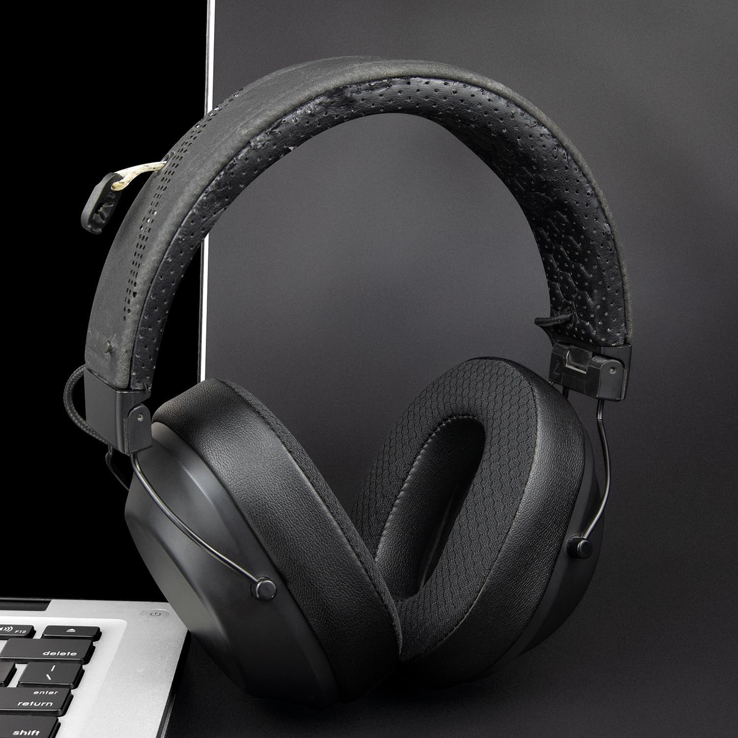 SOULWIT Mesh Fabric Replacement Earpads for Plantronics Backbeat FIT 6100 (FIT6100) Wireless Bluetooth Headphones, Ear Pads Cushions with Noise Isolation Foam, Added Thickness - Black image number 4