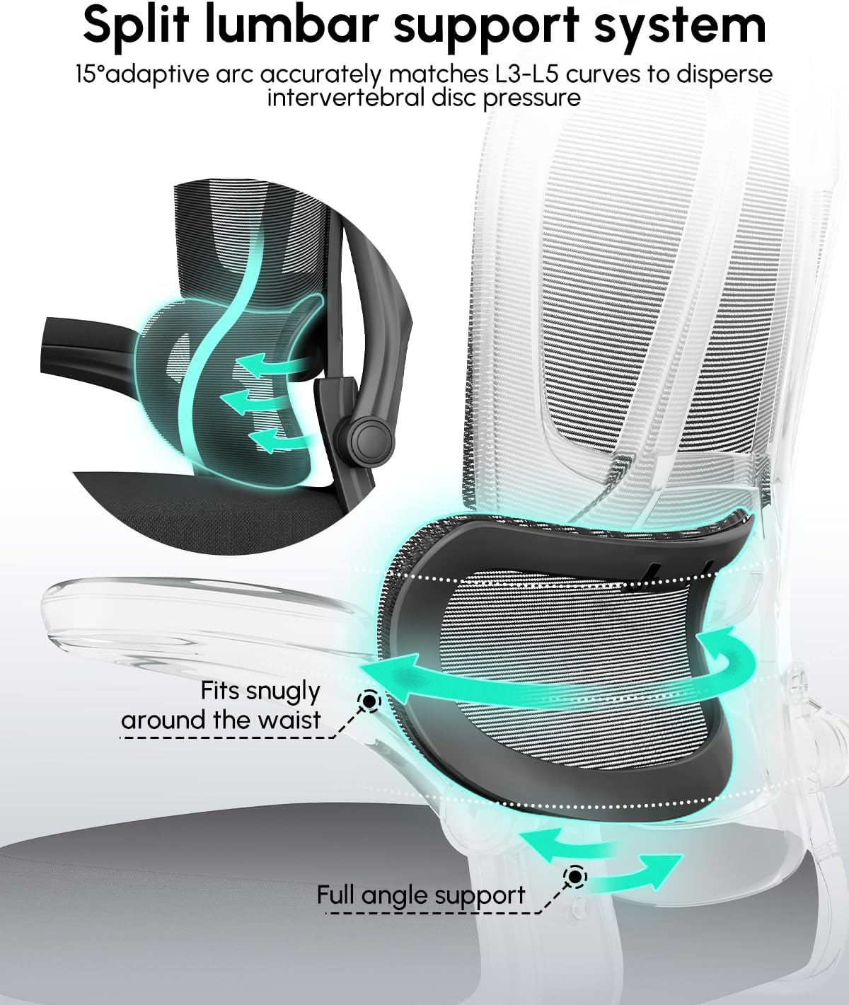 Office Chair, Ergonomic Office Chairs, Flip-Up Desk Chair for Adults, Mesh Computer Chair with Lumbar Support & Adjustable Headrest, High Back Home Office Task Chairs, Comfy, Study, All Black image number 1