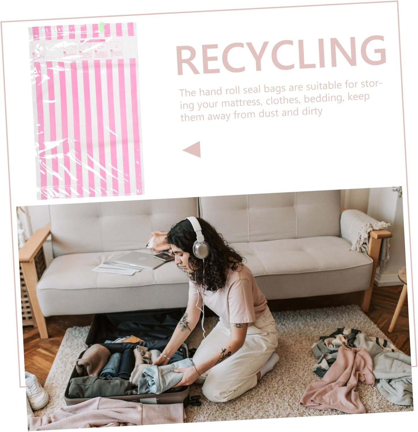 KOMBIUDA 10Pcs Travel Carry Bag Vacuum Sealer Storage Bags Compression Packing for Luggage image number 4