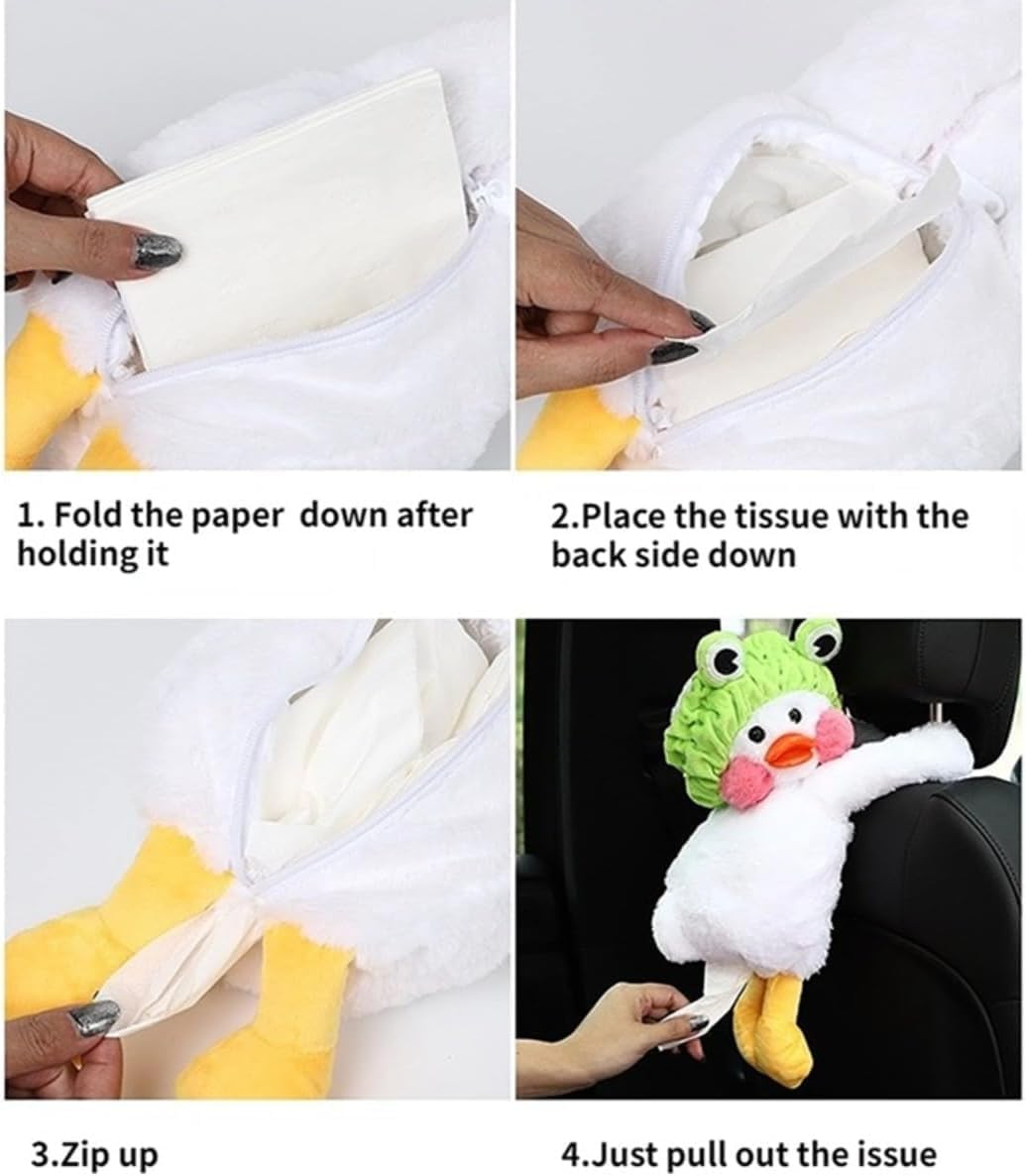 Hanging Car Tissue Box Holder for Car Duck Stuffed Animals Accessories,Cute Tissue Box Cover,Funny Toilet Paper Holder, Cartoon Animal Tissue Box Napkin Holder for Home Bathroom image number 2