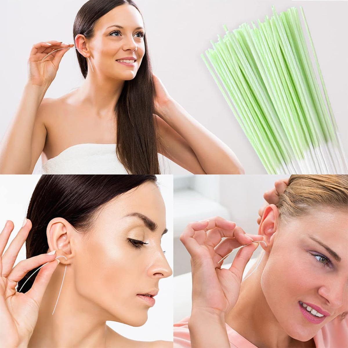NULYLU 350Pcs Ear Piercing Cleaning Floss Set with 70 Reinforced Green Tubes Disposable Ear Hole Washing Lines for Piercing Aftercare and Daily image number 1