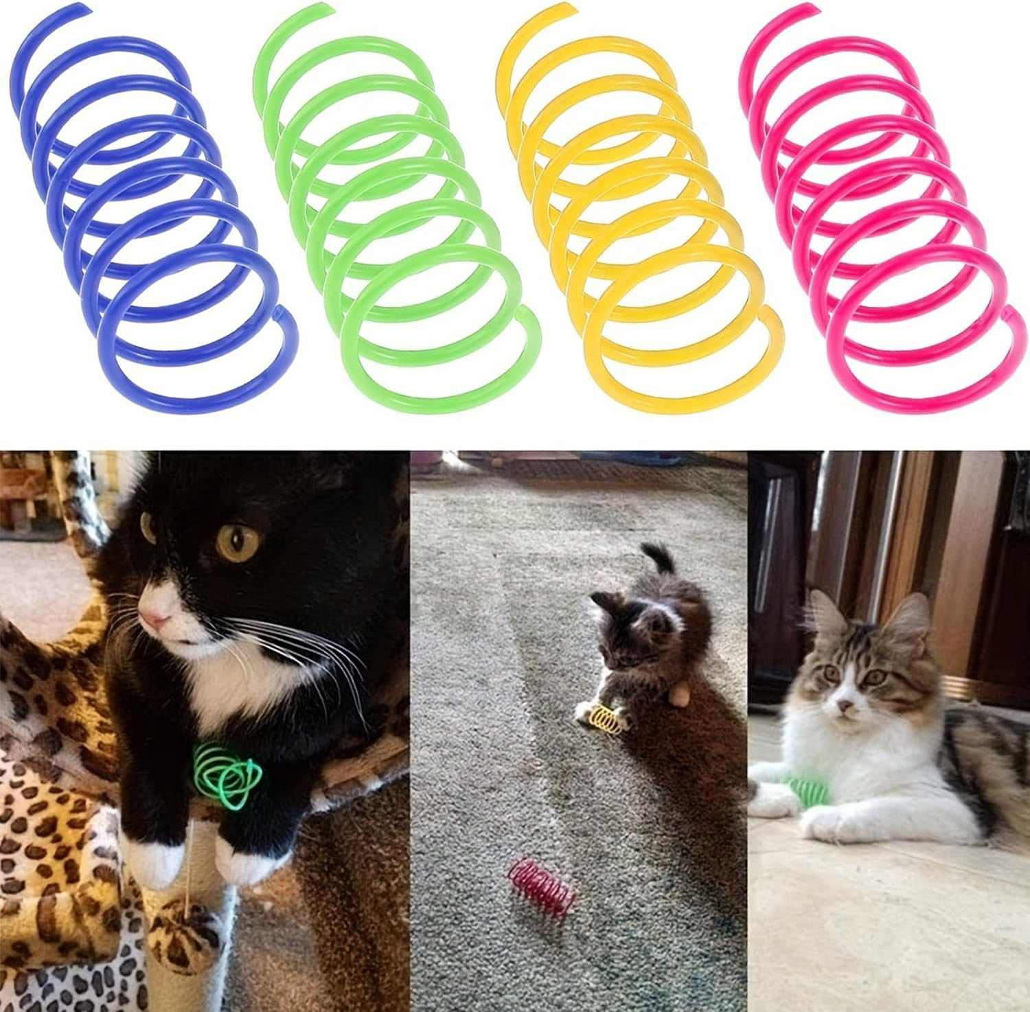 Trabag Cat Spring Toy - Plastic Spiral Springs, Spiral Cat Toy, Toy Spiral Springs, Novelty Pet Toy, Colourful Spiral Springs, Spring Spiral for Cats (Pack of 20) image number 4
