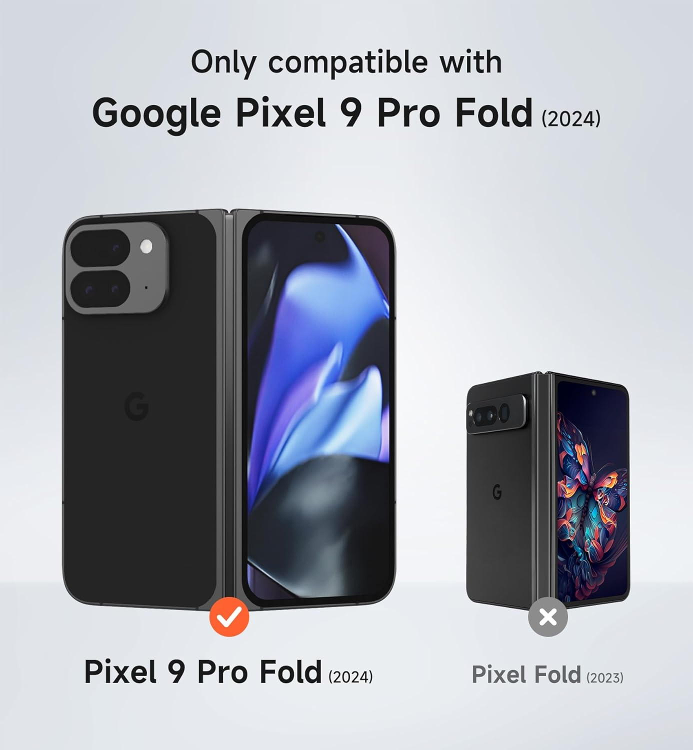 SURITCH for Google Pixel 9 Pro Fold Case, Built-In Kickstand, Screen Protector, Hinge Protection, Phone Case for Pixel 9 Pro Fold (2024), Black - Dark Blue image number 4