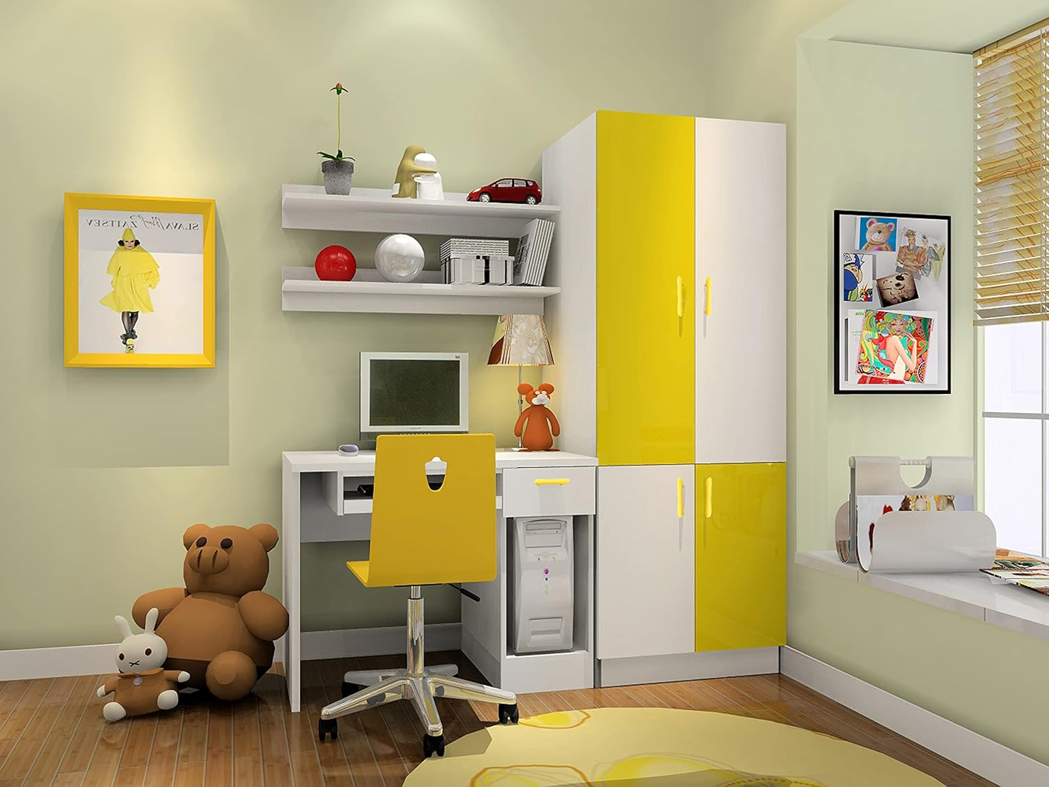 Skyscraper Cartoon Shape Soft Rubber Knobs for Kids Girls Boys Cabinet Handle Pulls Drawer Knobs for Kids Room Cabinets Closets Toy Organizer Box Bookcase 6Pcs/Set (Flower, Yellow) image number 1