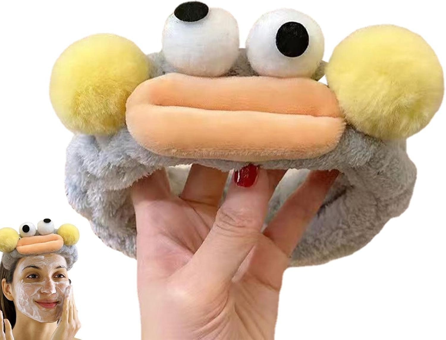 Skincare Headbands | Cartoon Makeup Headband for Washing Face - Cosmetic Headband Sausage Mouth Funny Headbands for Shower Terry Cloth Headbands for Women Facial Hair