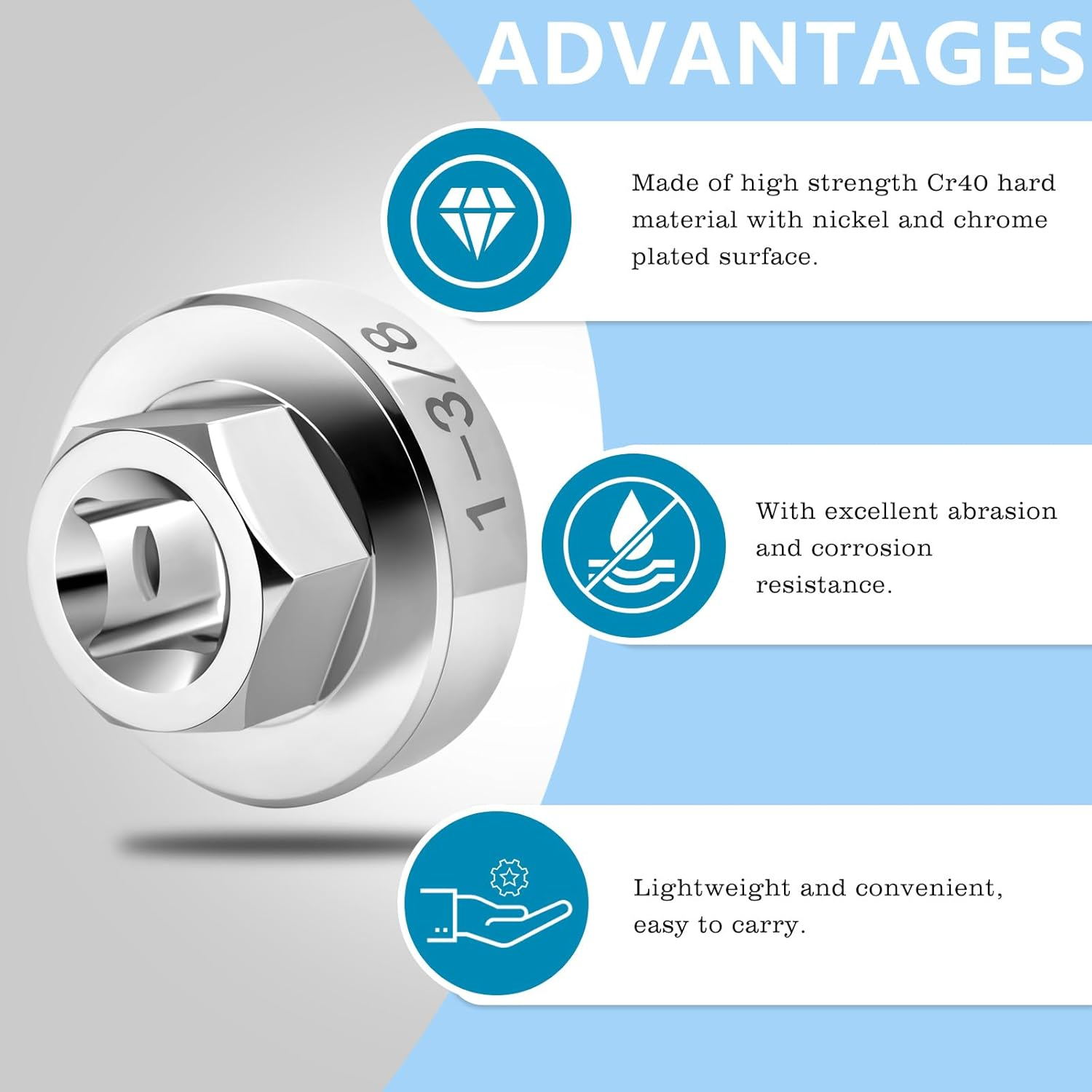 Fork Cap Nut Socket for Harley Big Twin and Sportster Models, Fits 1-3/8 Inch (35Mm) Hex Fork Cap Nuts, Motorcycle Maintenance Tools image number 4