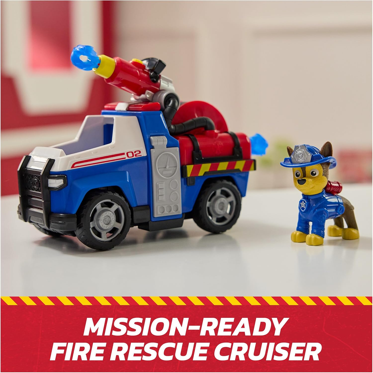 PAW Patrol Fire Rescue: Chase Rescue Fire Cruiser with Action Figure, Projectile Launcher, and Toy Truck, Kids Toys for Boys and Girls Ages 3 and Up image number 6