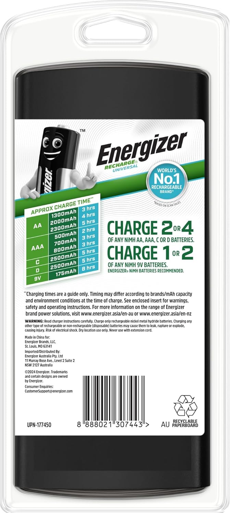 Energizer Recharge Universal Batteries Charger