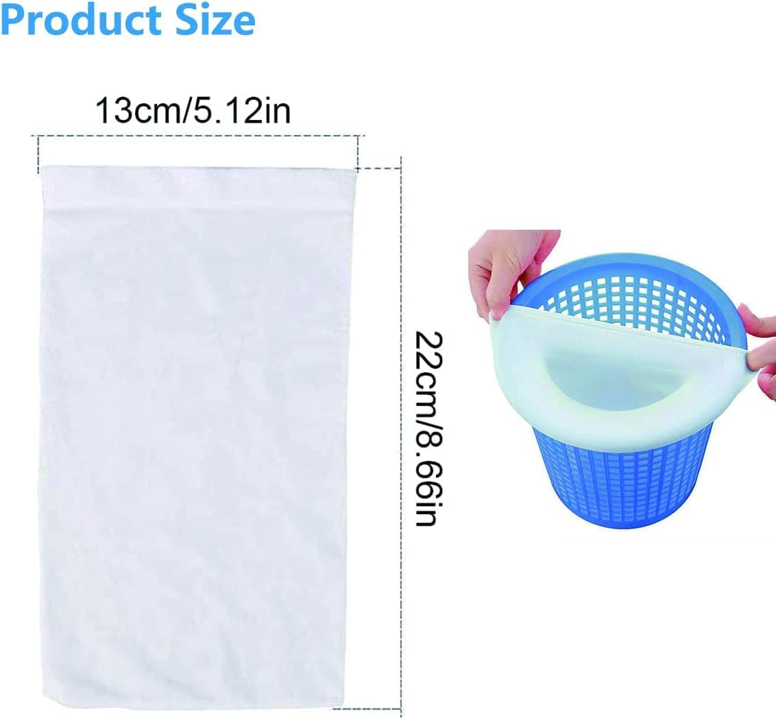 Pool Skimmer Socks, 20 Packs Swimming Pool Skimmer Socks Baskets Skimmers Net Filter Storage Bag, Ultra Fine Mesh Screen Liner for Filters Baskets and Skimmers for Cleans Debris and Leaves image number 2