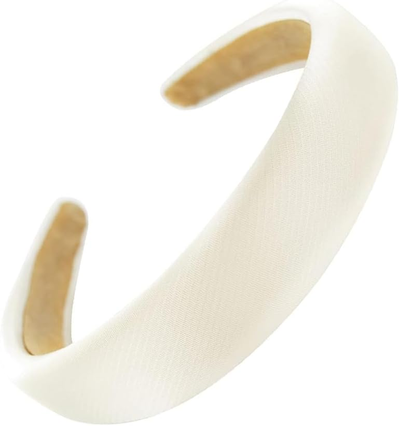 YUZNA Headband Dirndl Women'S Oktoberfest Costume Hair Accessories Padded Wide White Headband for Wedding image number 3