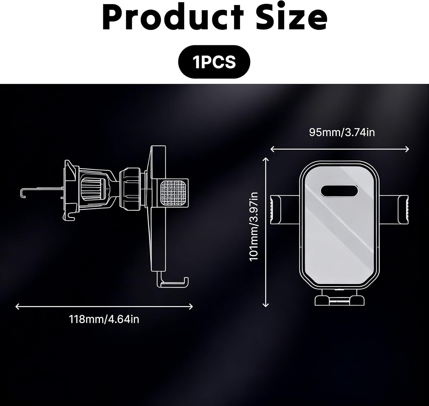 Car Phone Holder for Air Vent, 360&deg; Rotatable Phone Mount with Ultra Stable Hook Clip, One Button Release, Fits Iphone 15/14/13, Galaxy, Pixel (4-7 Inch Phones), Thick Case Friendly image number 3