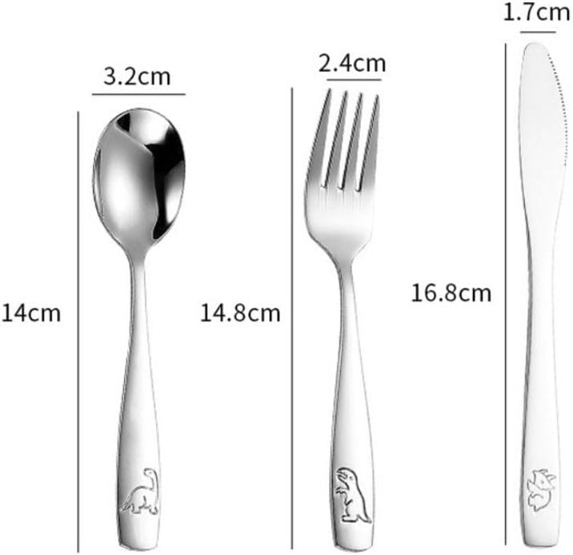 Poemtian 9PCS Children'S Cutlery,Kids Silverware Set,Stainless Steel Kids Fork Spoon and Cutter Set Safe Ergonomic Toddler,Safe, Ergonomic and Dishwasher Ideal for Preschooler Dishwasher Safe image number 4
