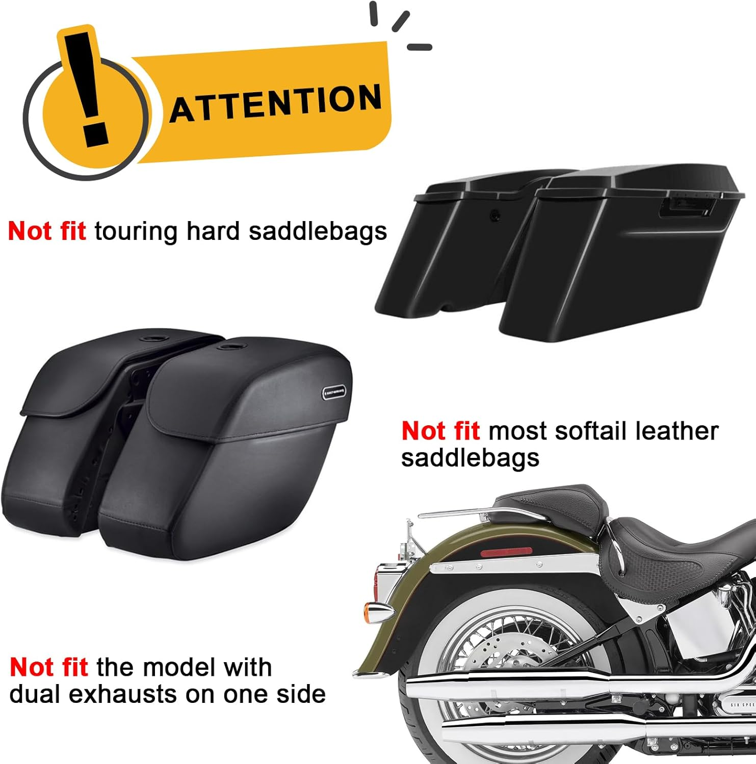 Wsays Rear Engine Guard Highway Saddlebag Crash Bar Compatible with Harley Softail Deluxe FLSTN 2005-2017 image number 4