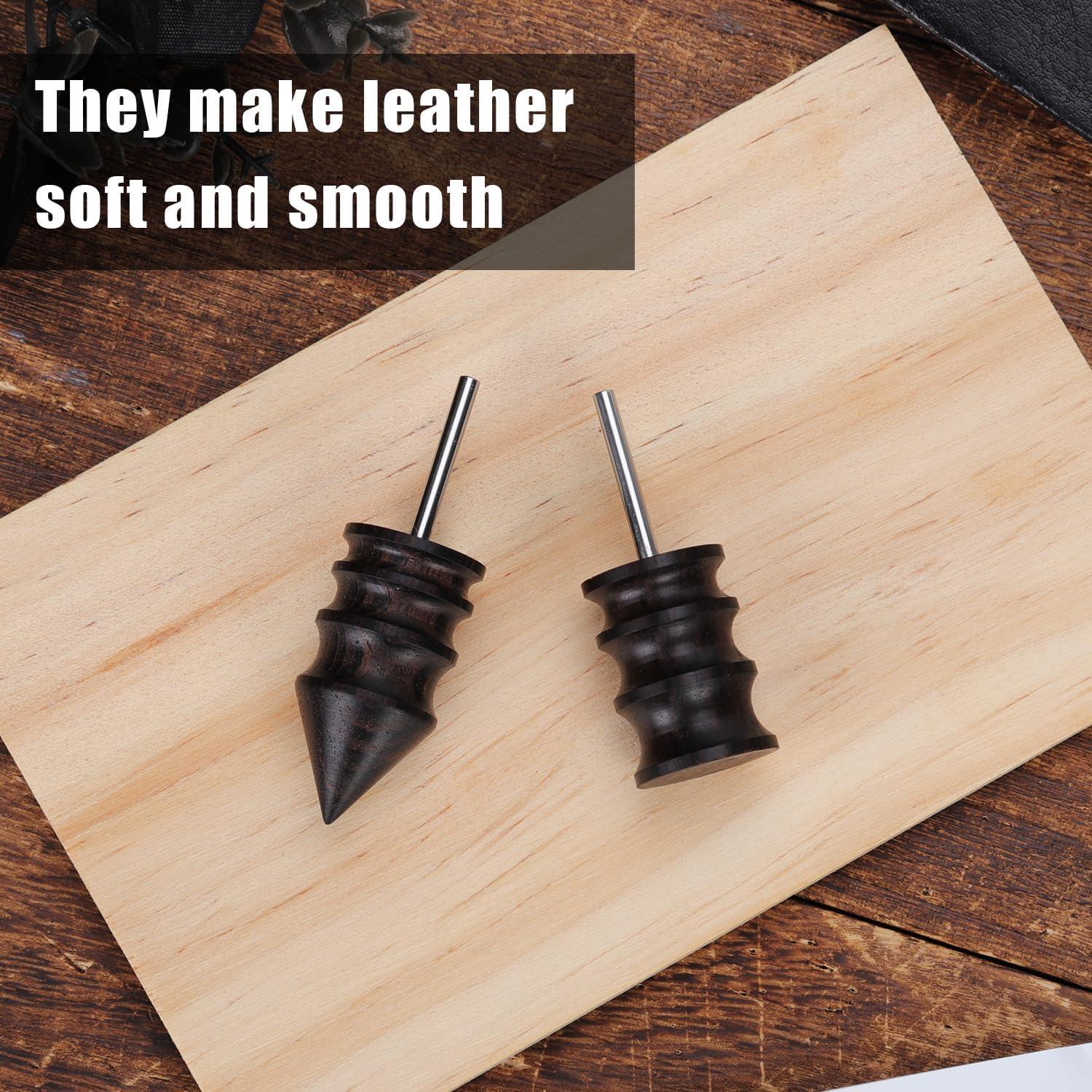2Pcs Leather Slicker Burnishing Working Tool, 2 Styles Leather Edge Burnisher Leather Burnisher Pointed Tip Leather Burnishing Machine Accessories for Dremel Tool Leather Craft image number 1