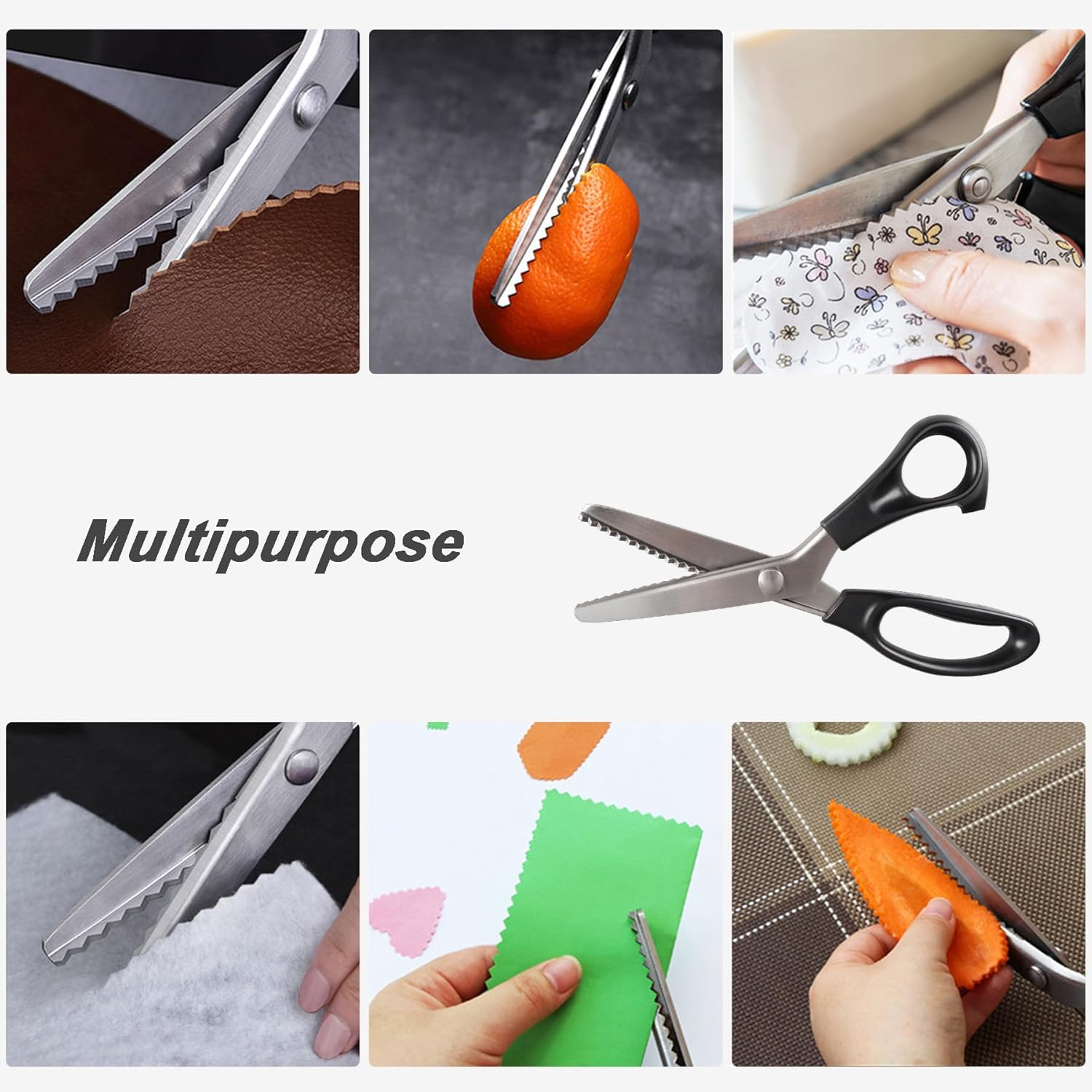 Pinking Shears for Fabric Cutting, 9" Zig Zag Scissors Decorative Edge Sewing Scissors, Stainless Steel Craft Scissors, Professional Handheld Dressmaking, Scrapbook Supplies, for Arts/Crafts/Leather image number 3