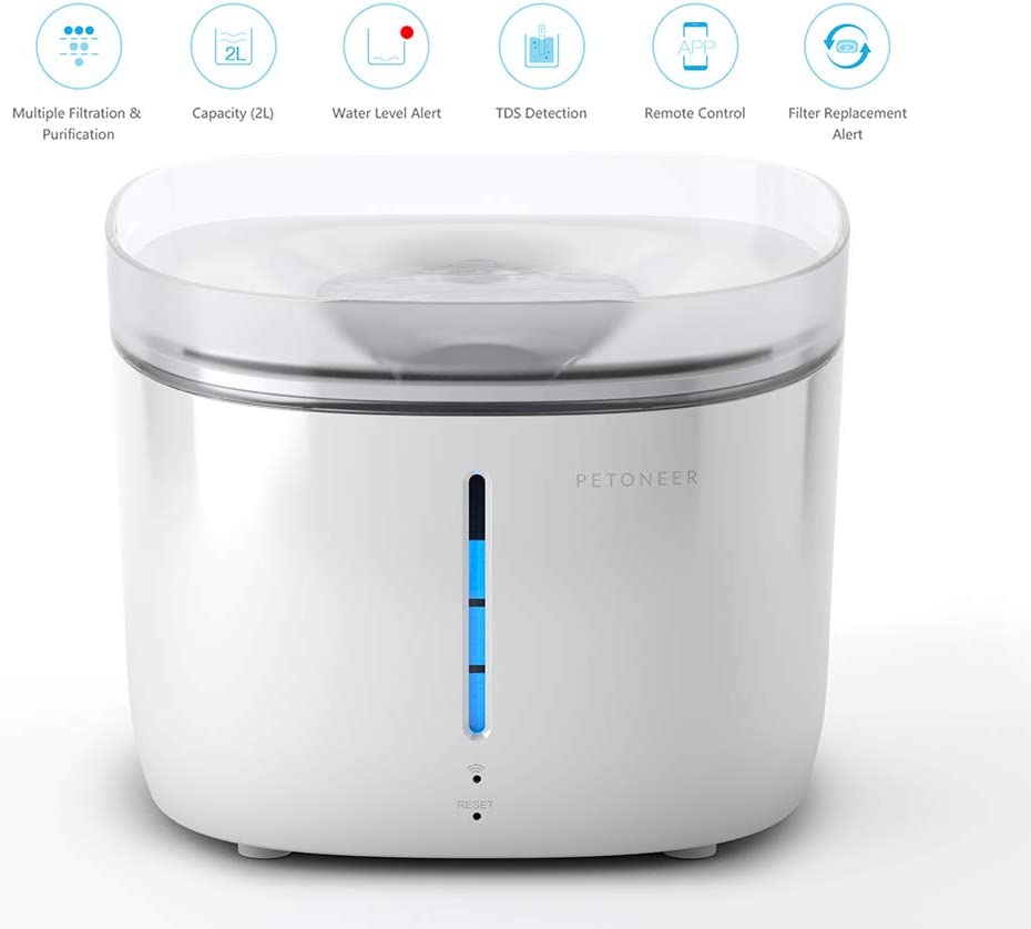 PETONEER Fresco Pro Smart Pet Fountain for Cats and Dogs, White image number 3