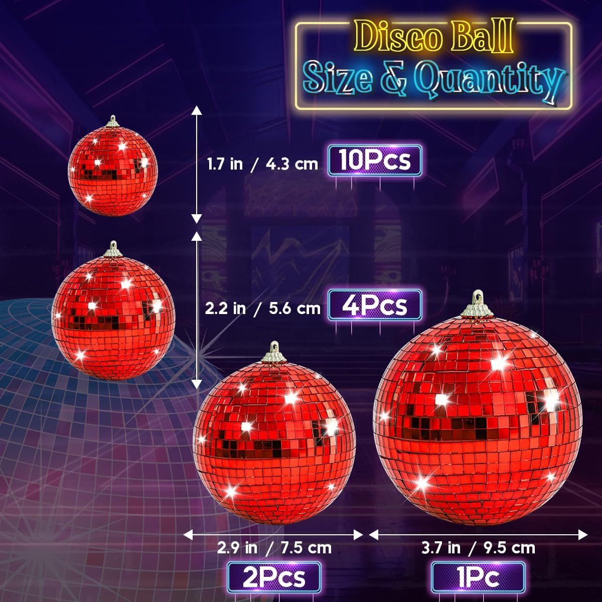 17 Pcs Mirror Disco Ball Ornament Reflective Hanging Disco Ball Decor Red Disco Ball Decorations for Christmas Tree Home Party Wedding Table Centerpiece - Gold image number 2