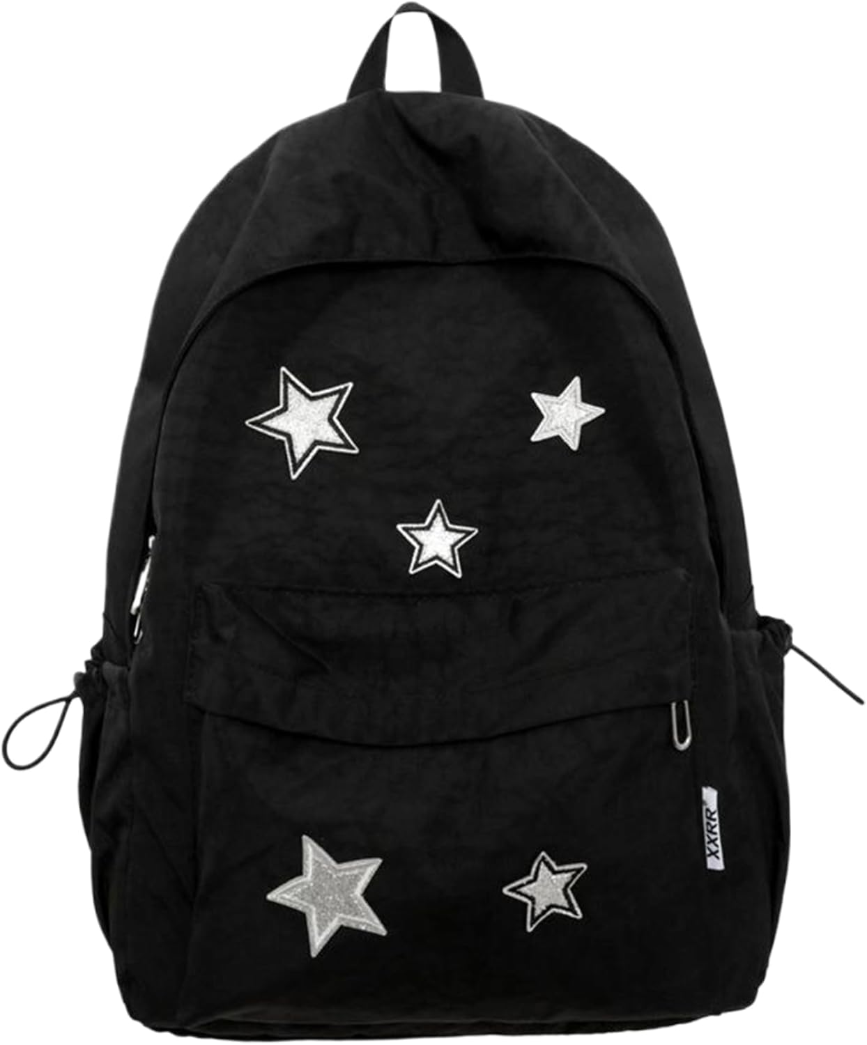 Star Backpack Y2K Backpack Large Capacity Star Canvas School with Smooth Zipper & Front Pocket Book Bags Black Laptop image number 2