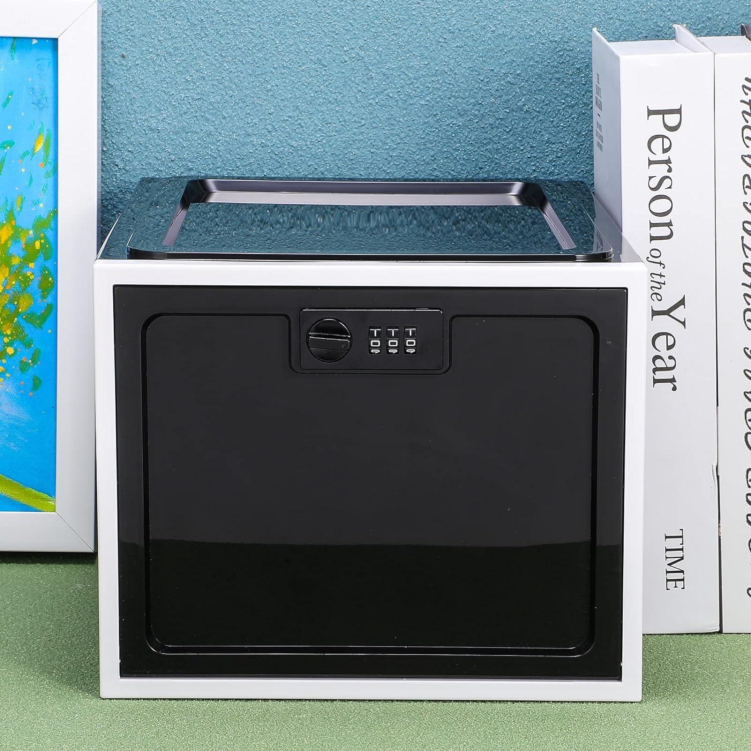 Yalikop 1 Pcs Lockable Large Medicine Storage Box for Safe Medication Refrigerator Lockable Food Storage Clear Lockable Storage Bin for Medicine, Snack Food and Home Safety (Black White) image number 2