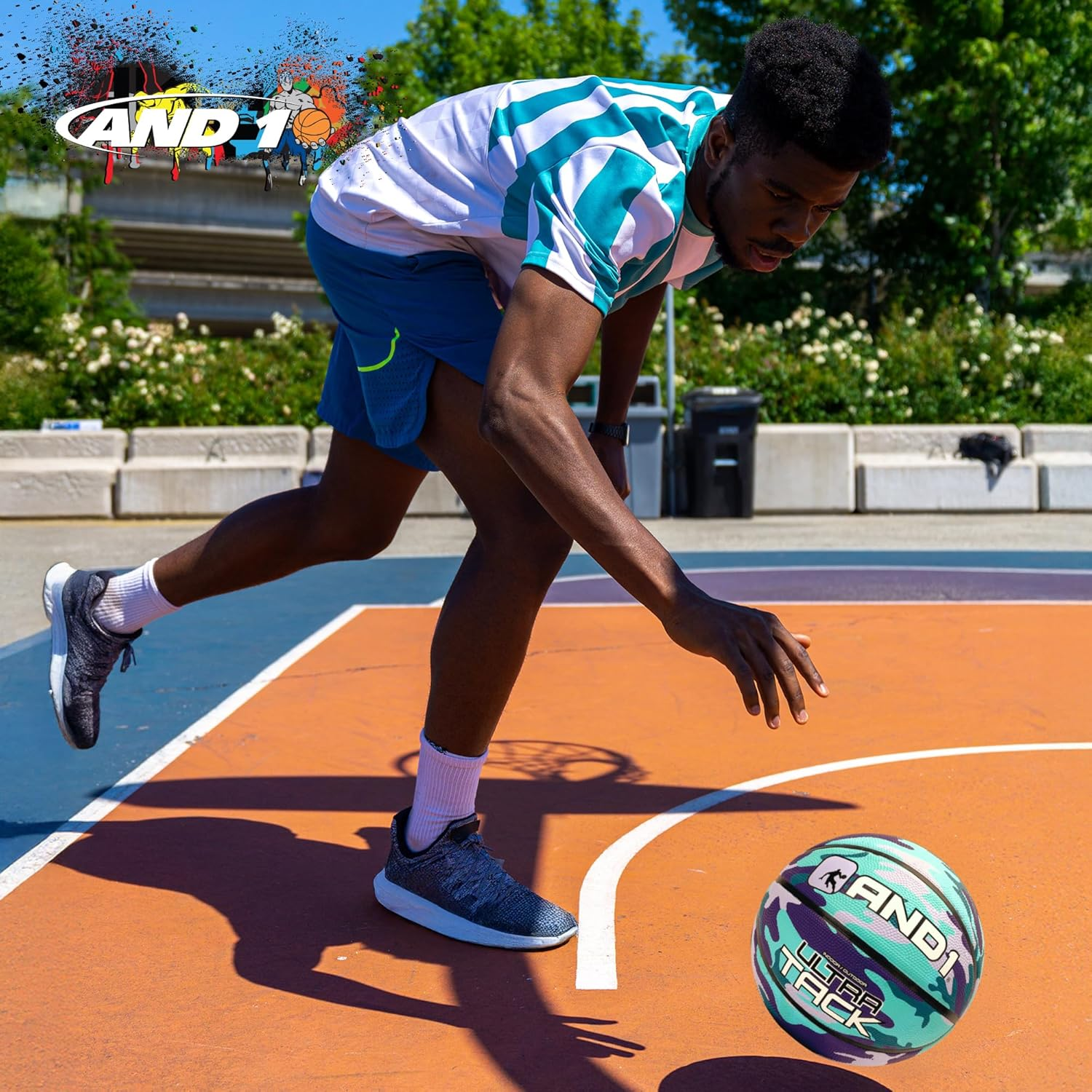 AND1 Ultra Grip Basketball: Official Regulation Size 7 (29.5 Inches) Rubber- Deep Channel Construction Streetball, Made for Indoor Outdoor Basketball Games image number 3