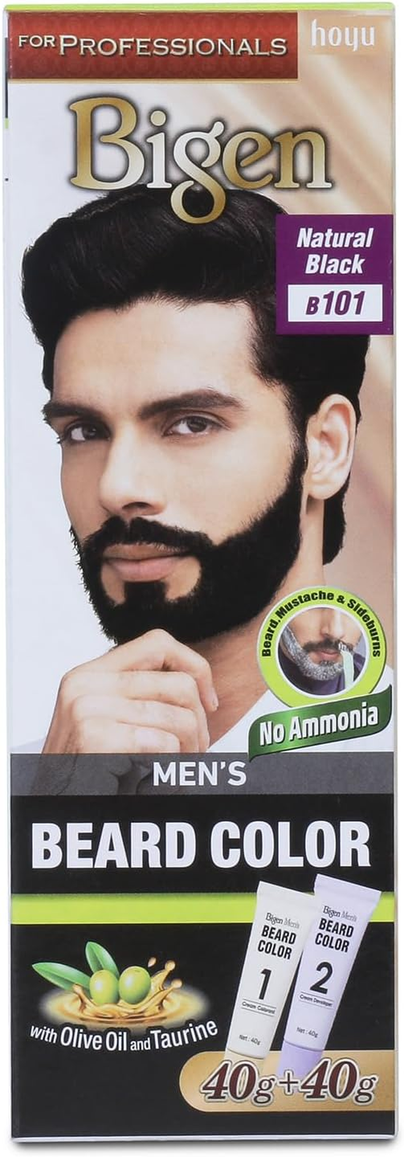 Bigen Men'S Beard Colour, B101 Natural Black, No Ammonia (Big Size 40G+40G) image number 2