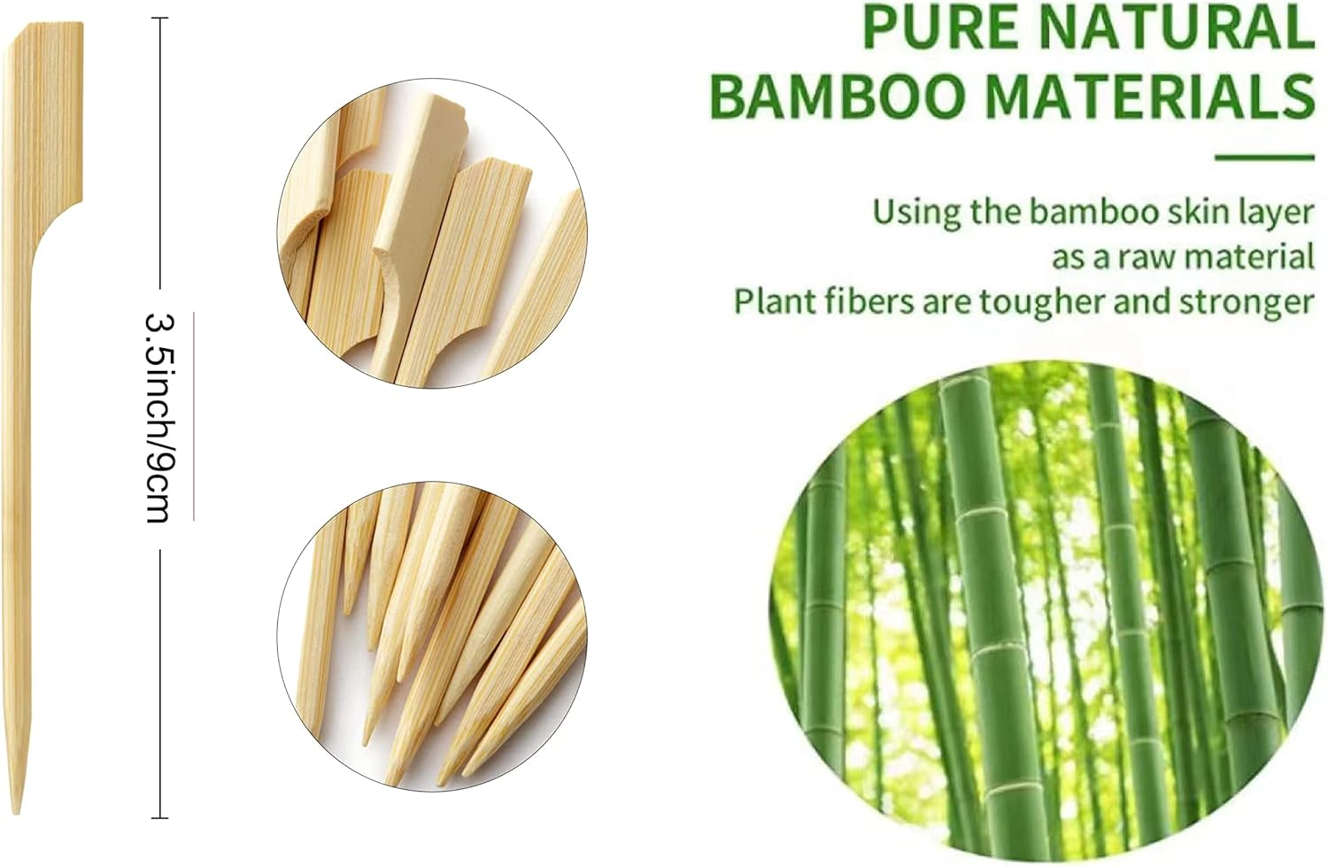 3.5 Inch Bamboo Skewers, 300 PCS Bamboo Paddle Wood Picks, Toothpicks for Appetizers, Cocktail Picks for Drinks, Food Picks, BBQ, Sandwich, Barbecue Snacks. image number 3