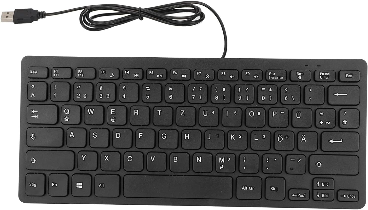 Eosnow Mini Wired Keyboard 78 Keys,Clear and Easy to Read Text Wired Keyboard,Comfortable to Touch USB, with Total of 78 Keys (German) image number 4