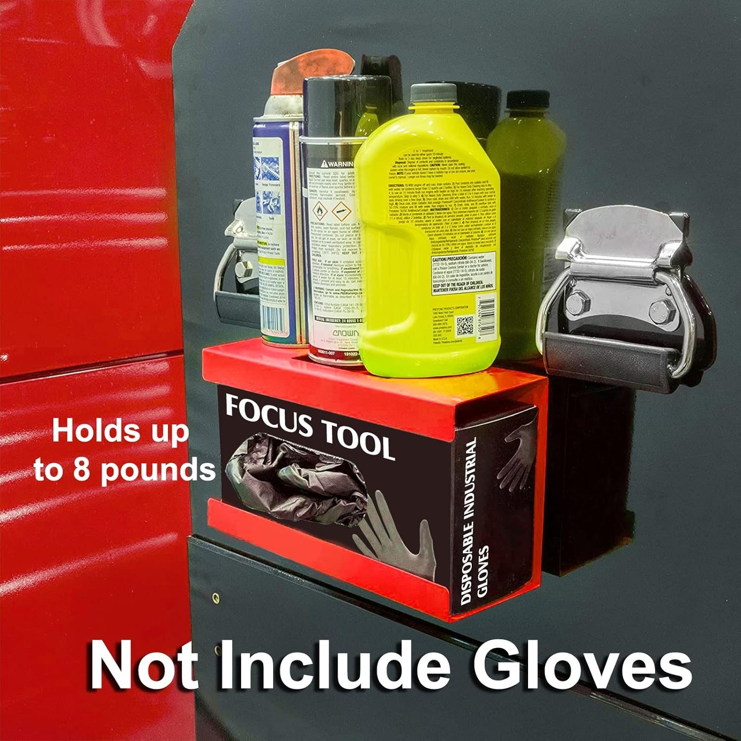 CASOMAN Magnetic Glove Tissue Dispenser, 8LBS Capacity, Red Glove Dispenser Wall Mount Box Holder, Not Include Gloves image number 2