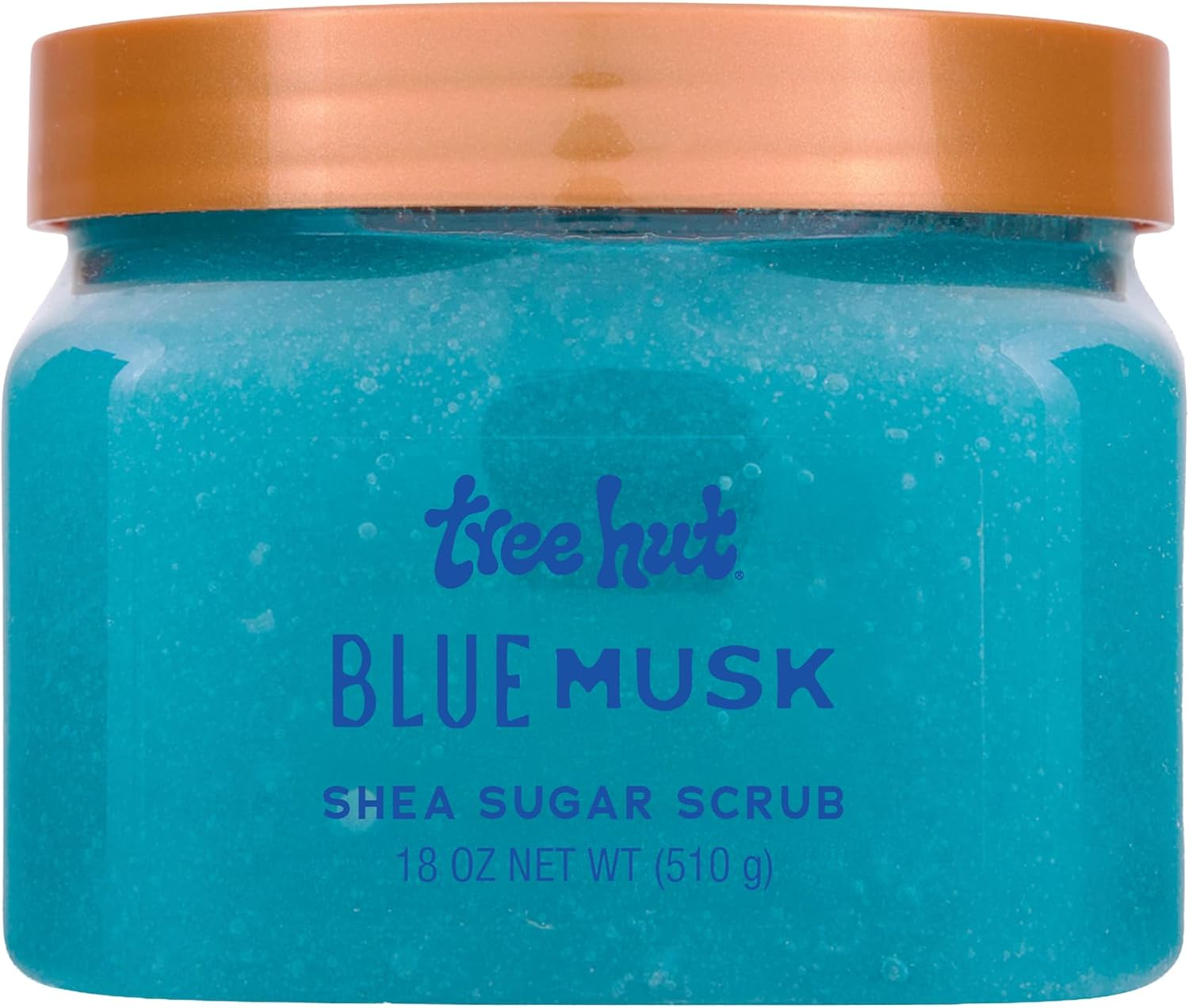 Tree Hut Blue Musk Shea Sugar Scrub, Exfoliating, Hydrating & Moisturizing Body Scrub with Shea Butter & Nourishing Essential Oils, Smooth & Soften Skin, 18 Oz