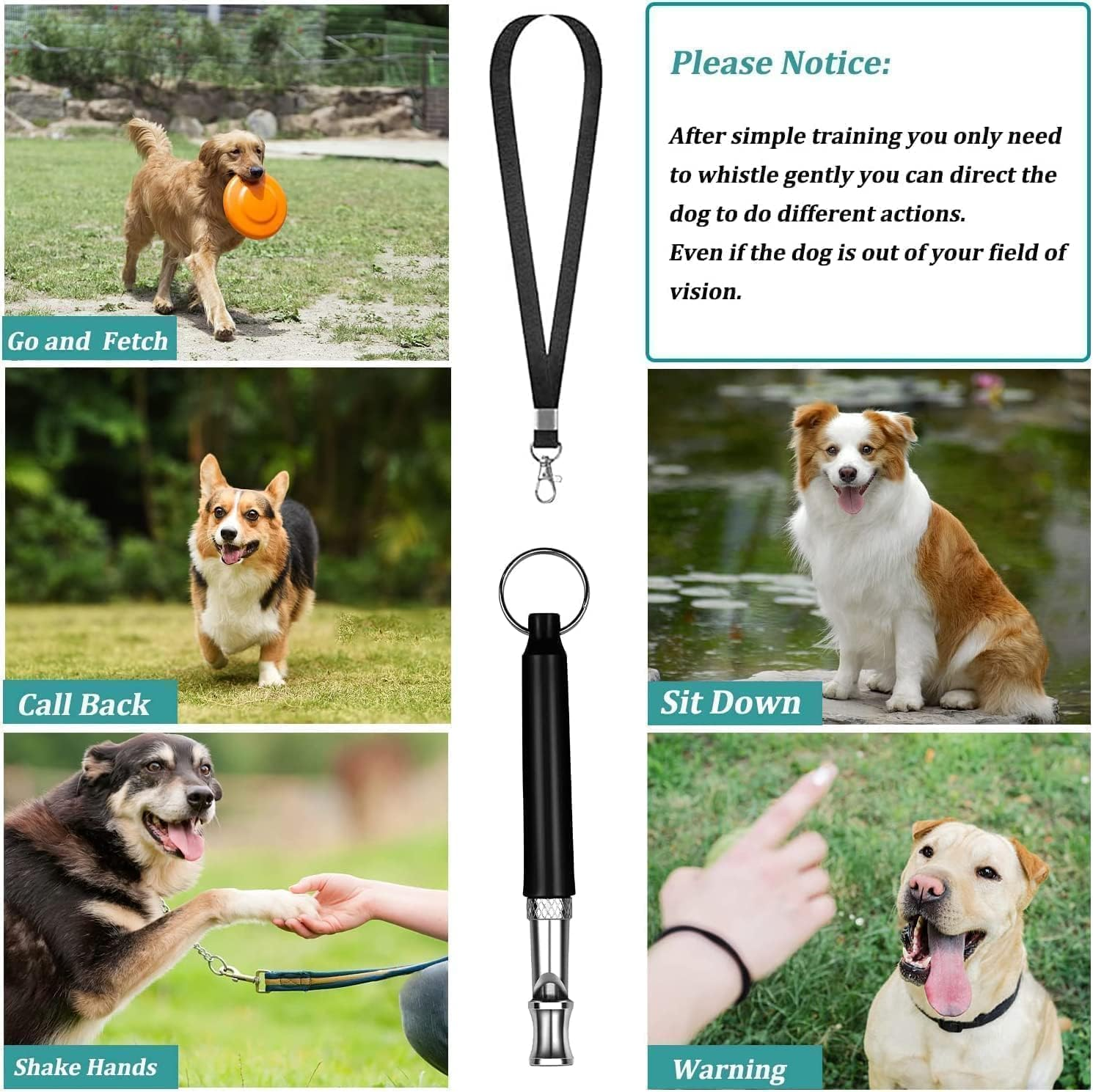 Dog Whistle Stop Barking 2-Pack &ndash; Ultrasonic Adjustable Silent Dog Training Whistle with Lanyard (Black & White), Professional Recall & Anti-Bark Tool for Dogs, Portable for Hiking/Park/Home image number 1