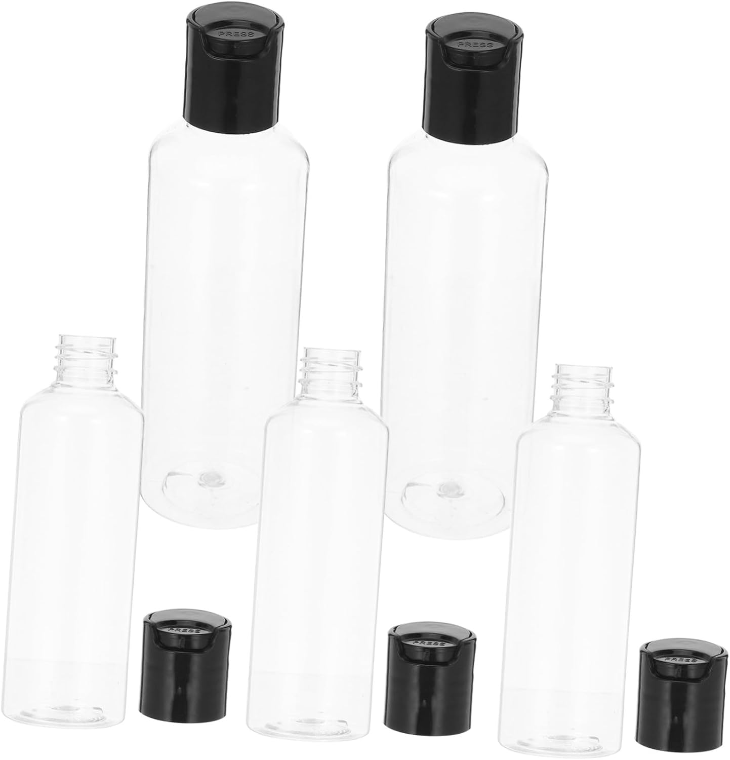 TOPPERFUN Travel Refill Bottles 5Pcs 100Ml Plastic Empty Toiletry Bottles with Disc Top Cap for Shampoo Lotion Cream Travel Containers TSA Approved image number 3