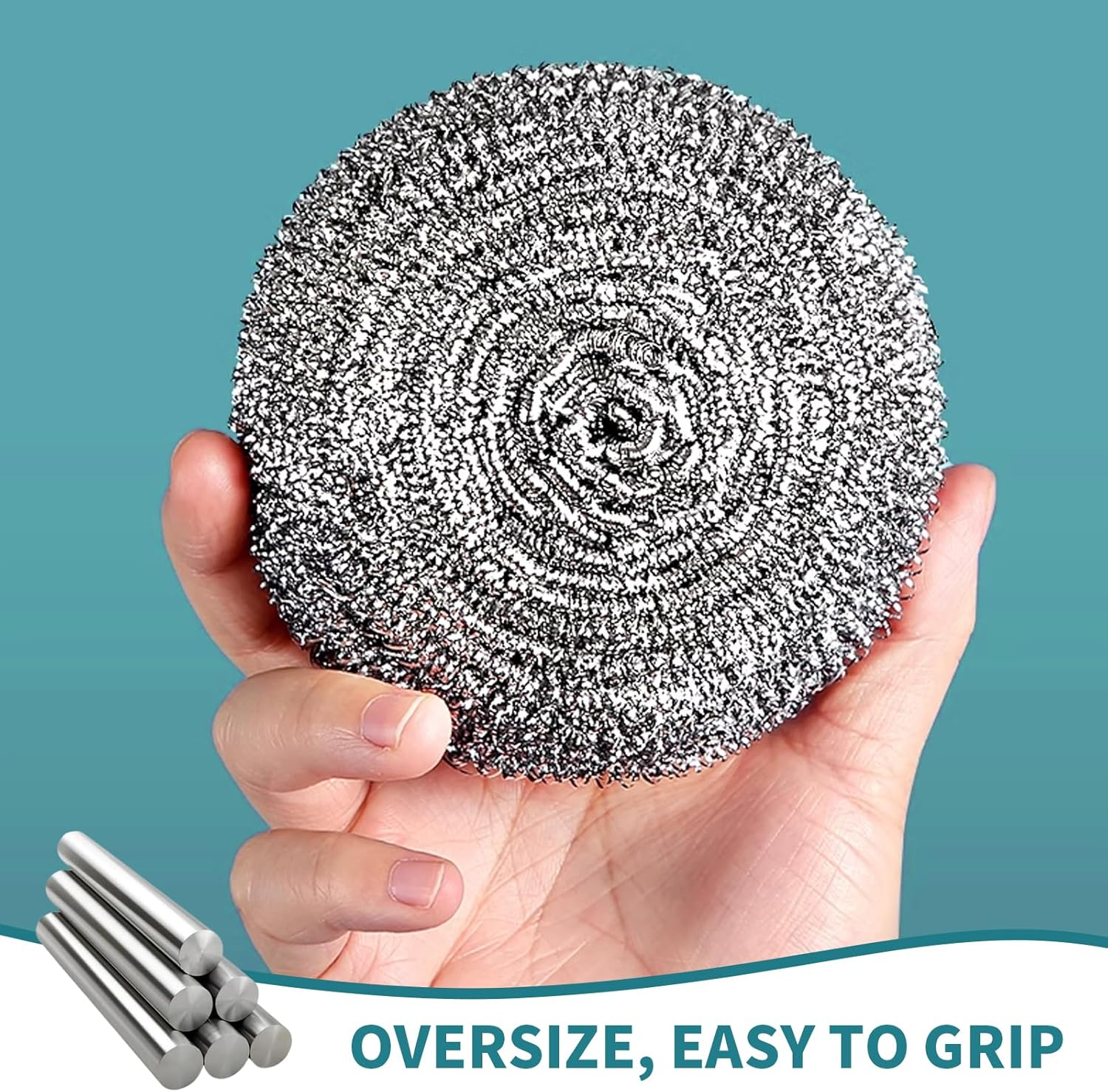 Stainless Steel Scrubber Heavy Duty Scour Pads Household Steel Wool Reusable Scrub Balls for Kitchen Dishes Pot Pan Oven Cleaning (10Pack 40G) image number 2
