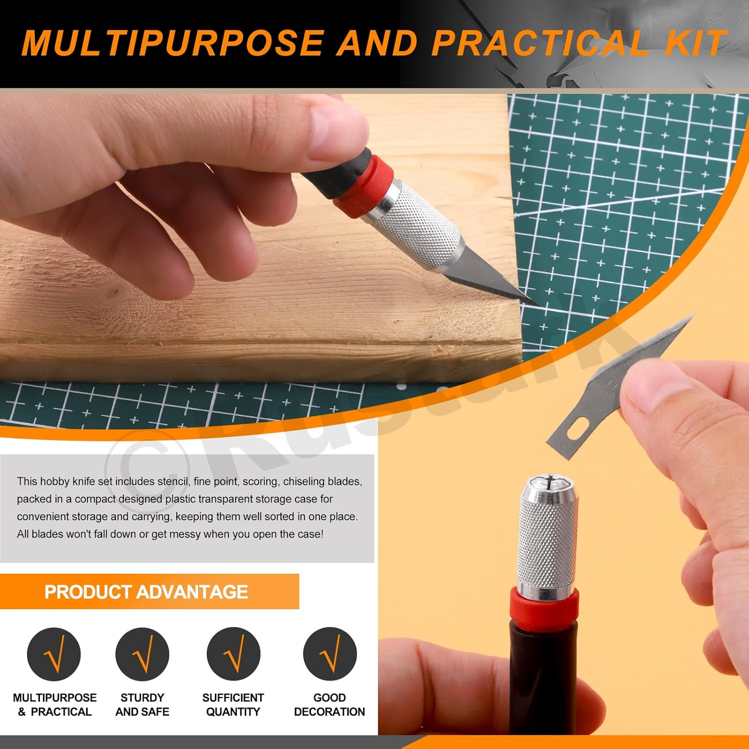 30Pcs Precision Craft Knife Hobby Knife Set with Art Knife Blades, Handles, Tweezers and Sharping Stone, Professional Art Exacto Knife for Plastic Wood Leather Art Carving Crafting image number 5