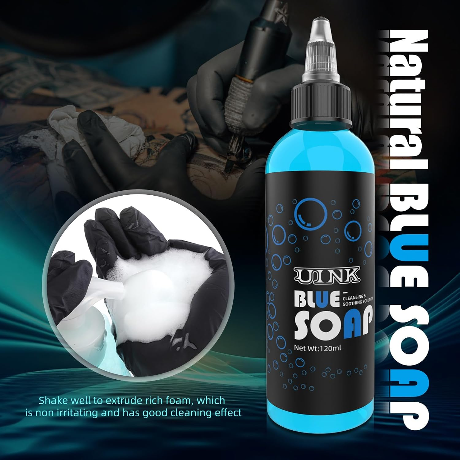 Blue Soap Cleansing and Soothing Solution, 120Ml Bottle with Foam Dispenser image number 3