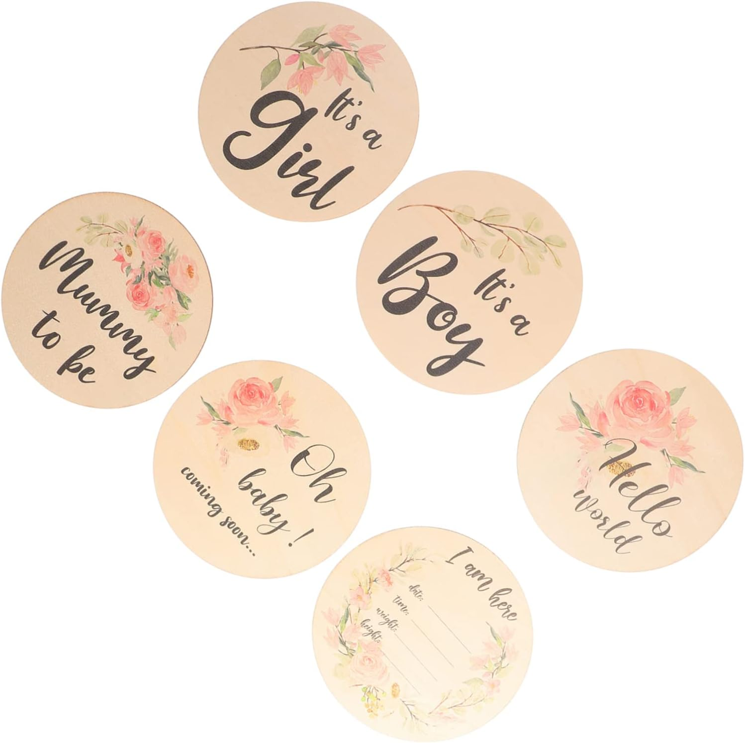 Abaodam 6Pcs Newborn Milestone Cards Hatch Announcement Ink Print Pads for Birth Announcement