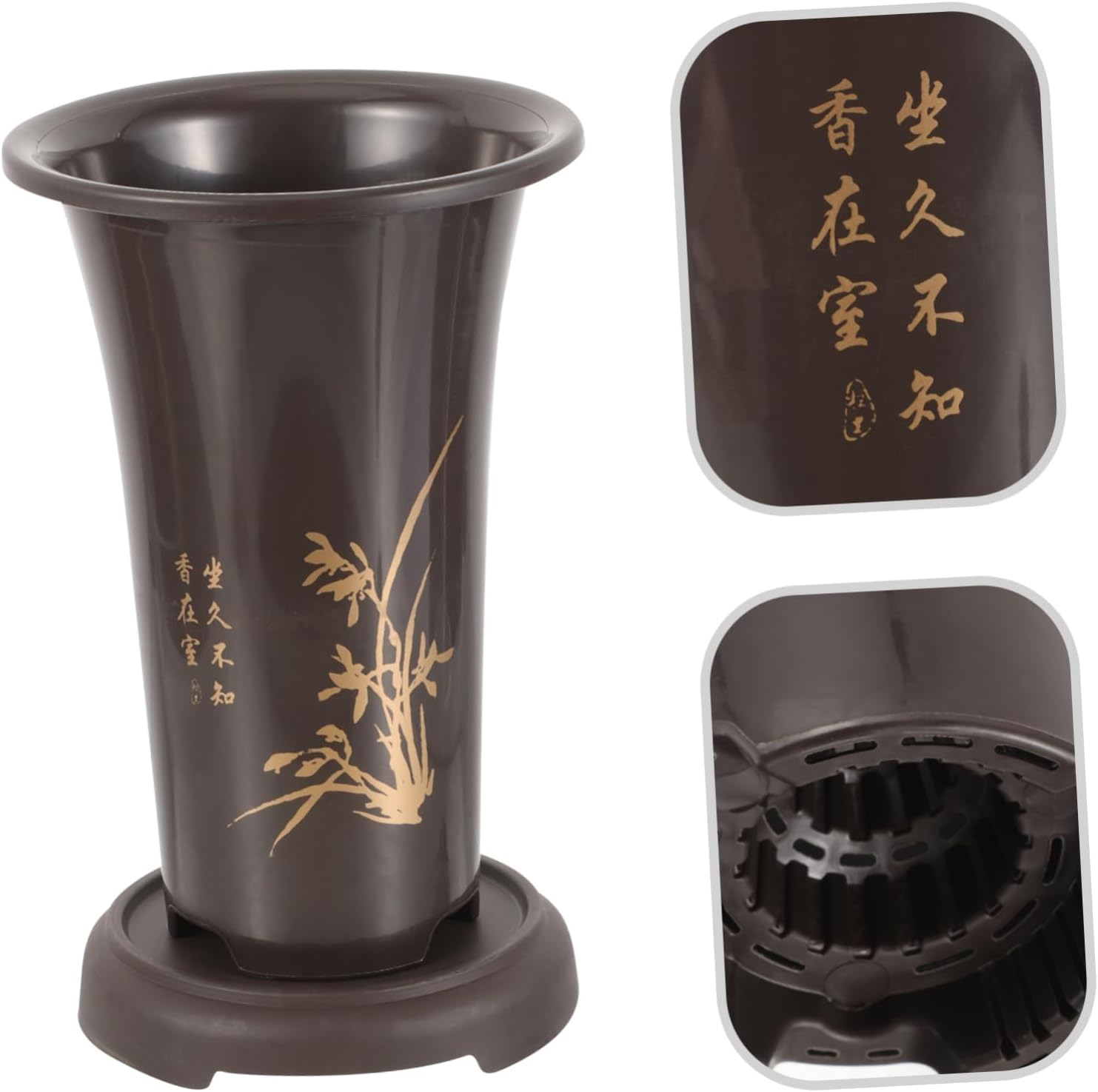 Happyyami Ceramic Orchid Pots Set of 2 with Drainage Trays for Indoor Plants Large Flower Planters for Household Gardening and Orchid Planting image number 5