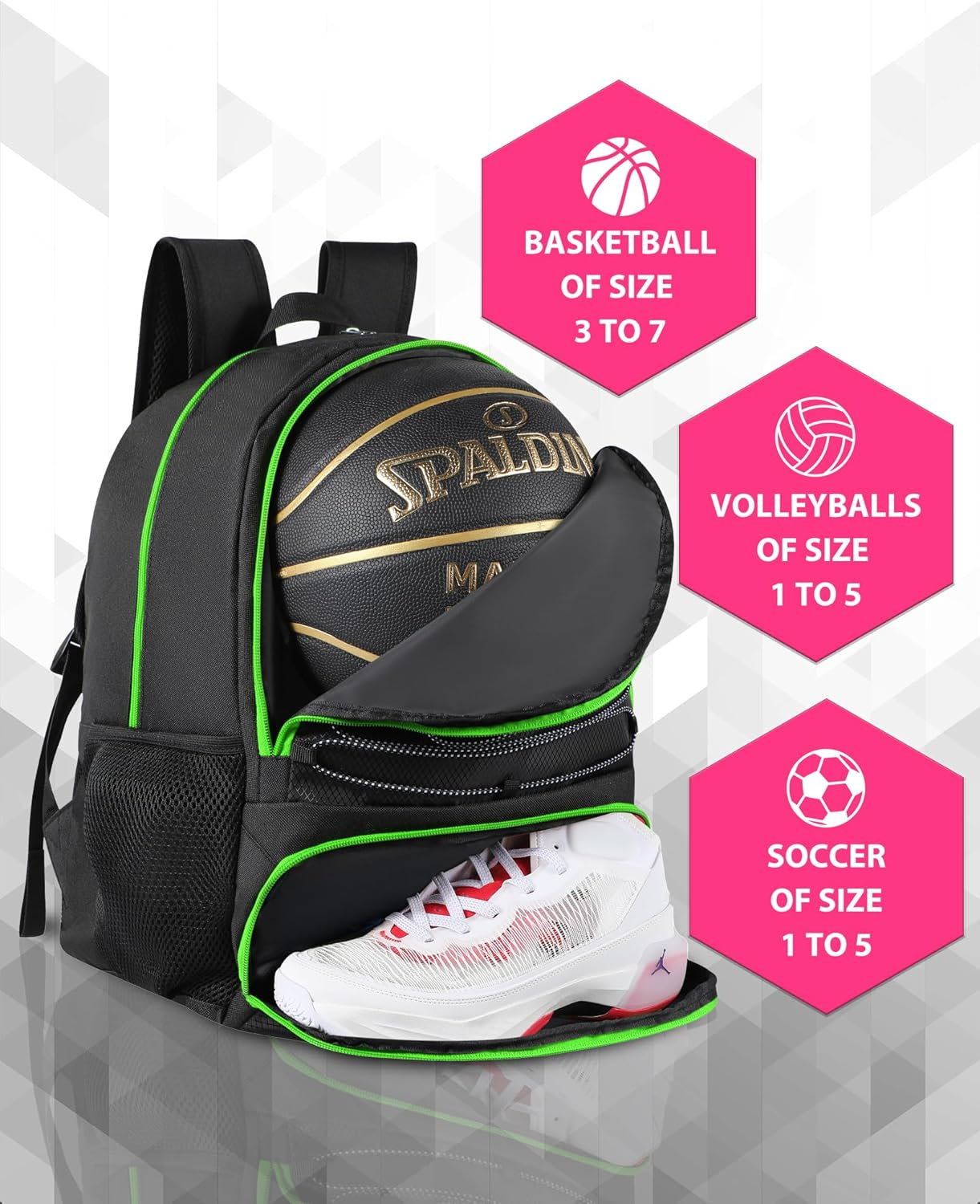 Basketball Bag Backpack for Men Women with Ball & Shoes Compartment 30L Capacity Lightweight Breathable Boys Girls Soccer Ball Bag Backpack Fit Volleyball Football Sports Travel School Gym - Tk13Starry Purple image number 3