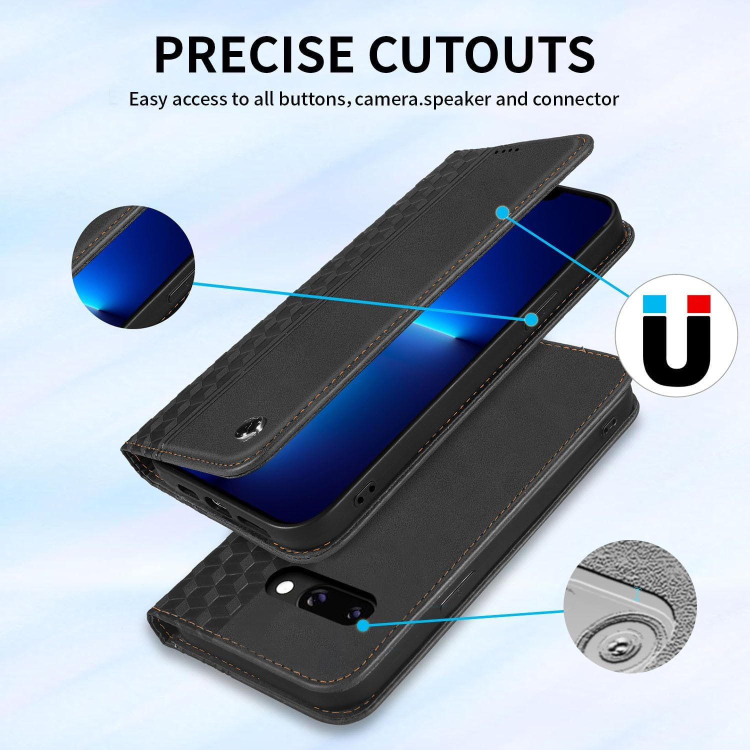 CXTCASE Case for Google Pixel 9A, Shockproof PU Leather Flip Folio Cover with Card Slots, Magnetic Wallet Case for Google Pixel 9A, Black