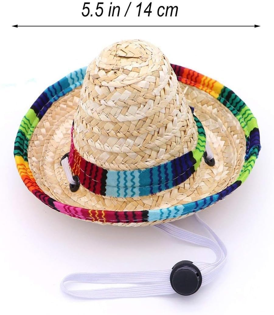 Pet Straw Hat, Cat Sun Hat, Pet Mexican Straw Hat, Mini Sombrero Hat, Party Decorations for Birthday for Small Pets/Puppies/Cats image number 2