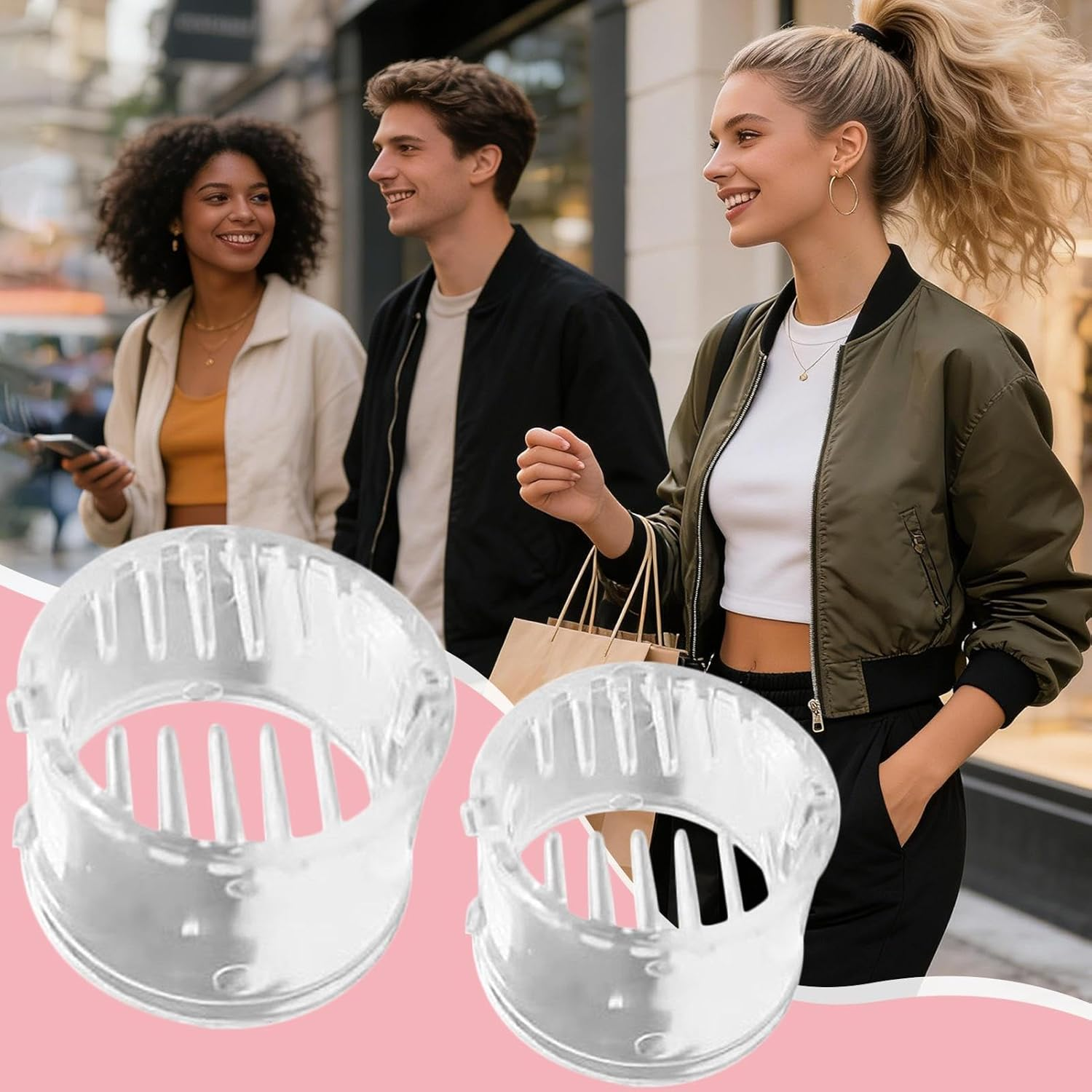 Pony Poppers Clip, 2PCS High Ponytail Clips, Small Pony Poppers Hair Claw Clips Strong Hold, Clear P-Lastic Ponytail Buckle Holder Decorative Clip, for Women & Girls image number 6