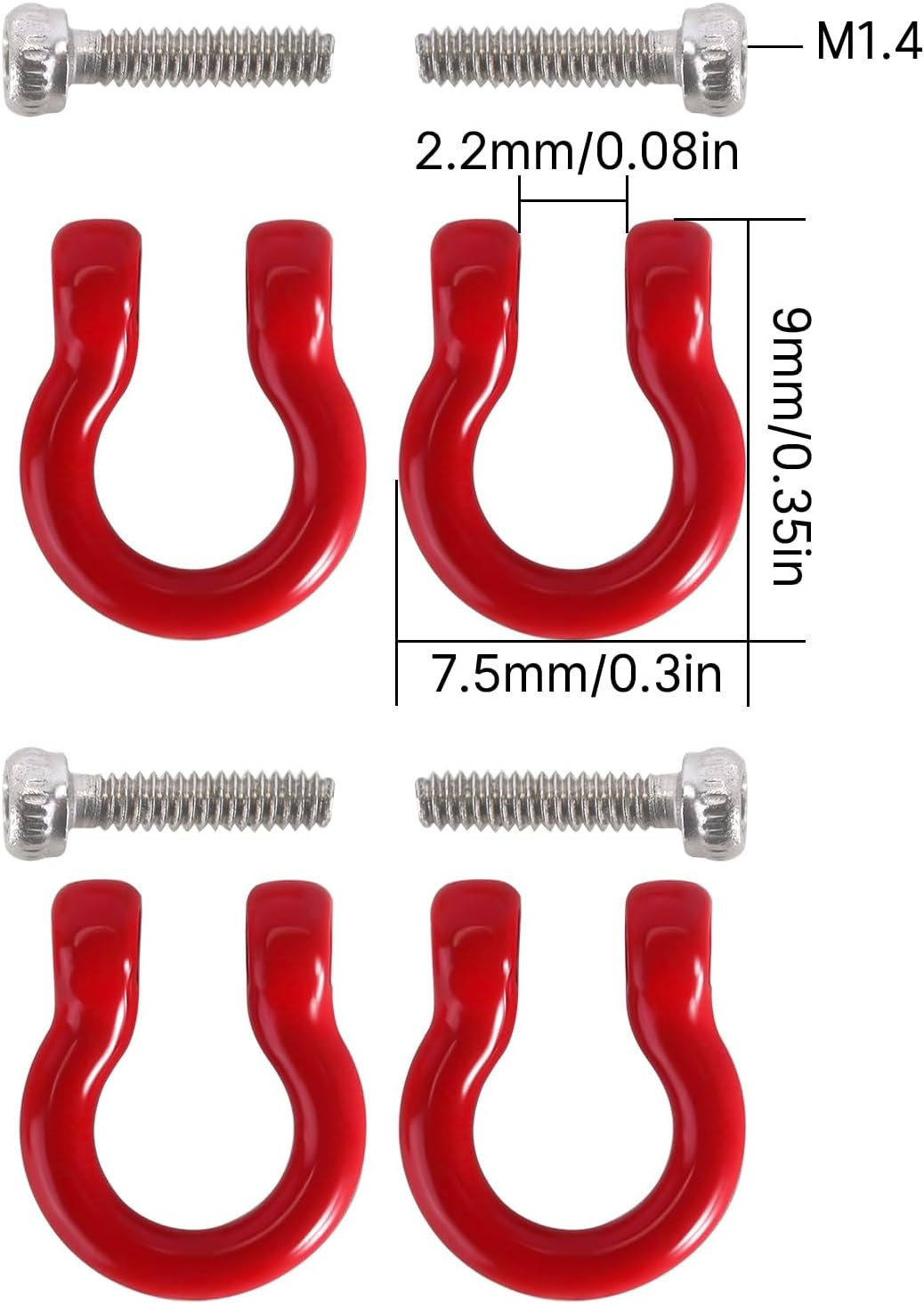 INJORA D Rings Tow Hooks with M1.4 Screws for FCX18 LC80 TRX4M Defender image number 5