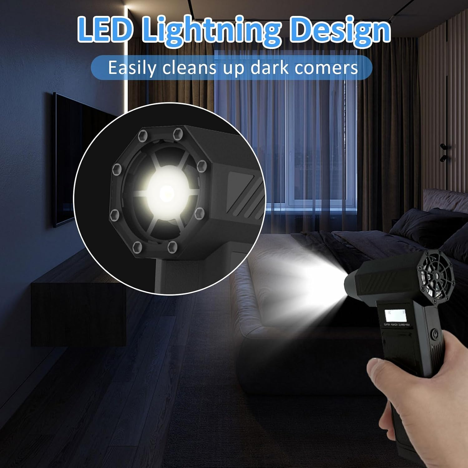 YLSD Electric Air Duster, 130000RPM Mini Turbo Jet Blower with Display Screen & LED Light, 4 Gear Adjustable Compressed Air Blower, Powerful Dusters for PC, Car, Home & Outdoor Cleaning image number 3