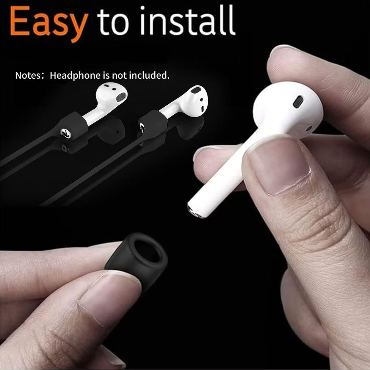 Magnetic Strap Compatible with Airpods 1/2/3/Pro, Anti-Lost Sports Lanyard, Adjustable Cord for Running, Workout & Daily Use, Wireless Charging Compatible Accessories (Black) image number 1