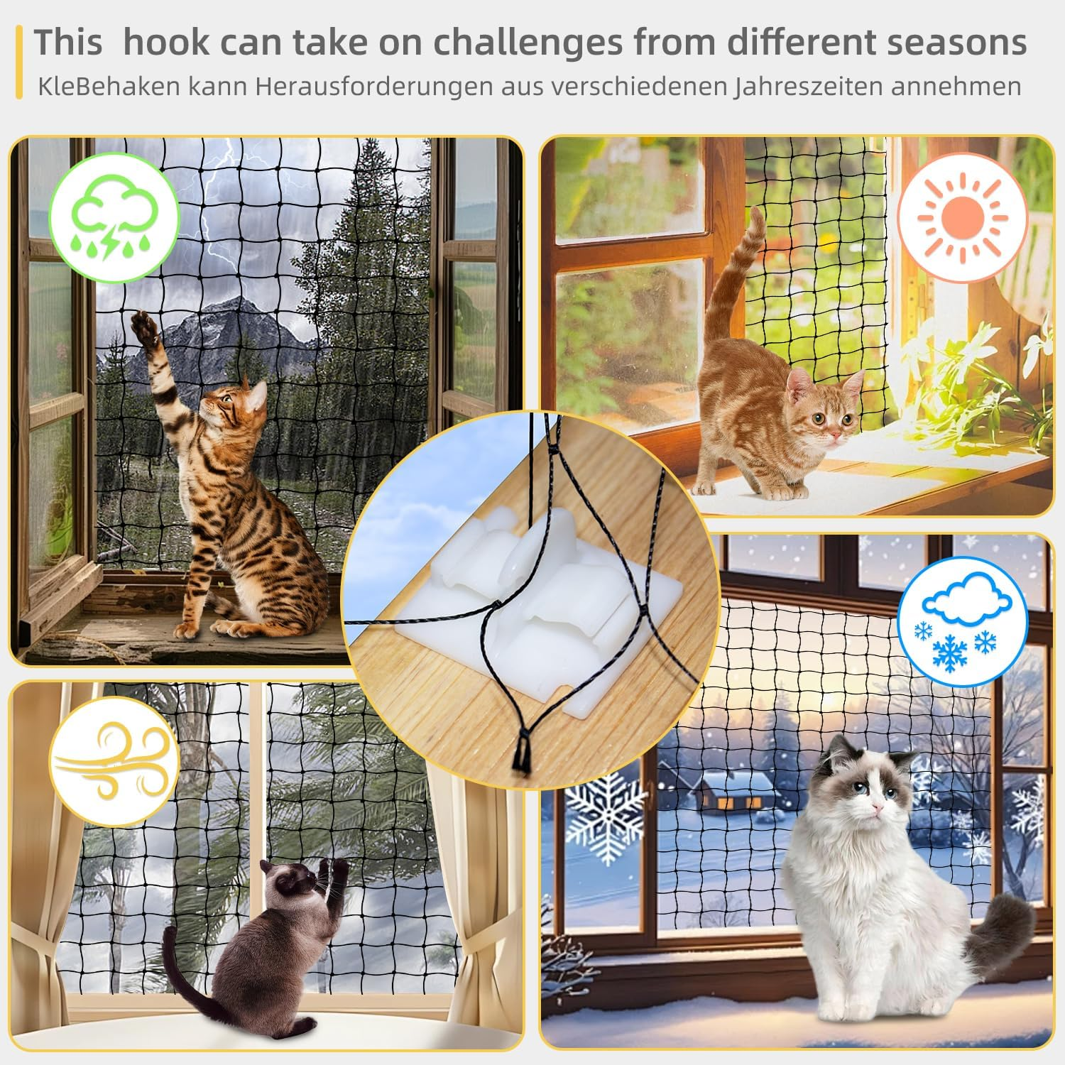 Suitable for Cat Net Balcony, Cat Net for Balcony, No Drilling (White, Pack of 50) image number 1