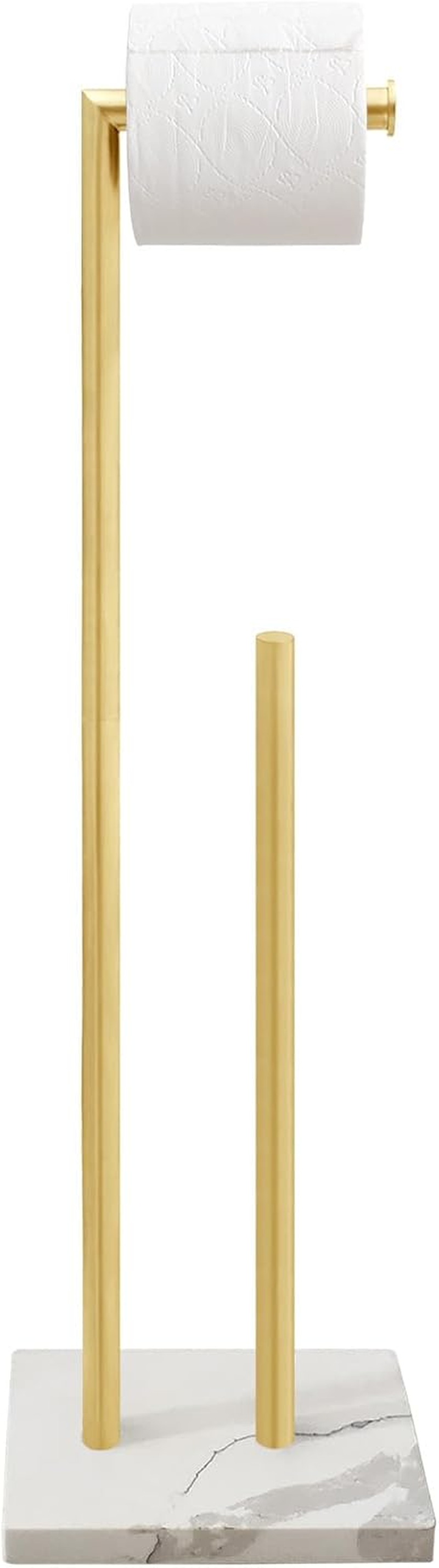 Gzila Free Standing Toilet Paper Holder Stand with Reserve, Heavy Weighted Marble Base Design, Bathroom Stands Tissue Rolls Holder, 304 Stainless Steel Brushed Nickel