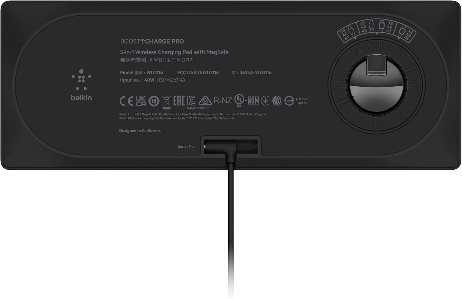 Belkin Magsafe 3-In-1 Fast Wireless Charger, Mfi Certified Fast Charging Travel Pad for Iphone 13 and 12 Series Pro, Pro Max, Mini, Apple Watch Series 7 and Older, Airpods 2, Airpods, Airpods Pro image number 2