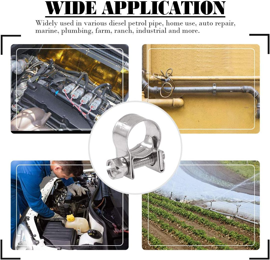 Glarks 12Pack 10-12Mm Stainless Steel Mini Fuel Injection Hose Clamps Adjustable Pipe Hose Clip Tube Clamps Set (13/32''-15/32'' Dia) image number 6